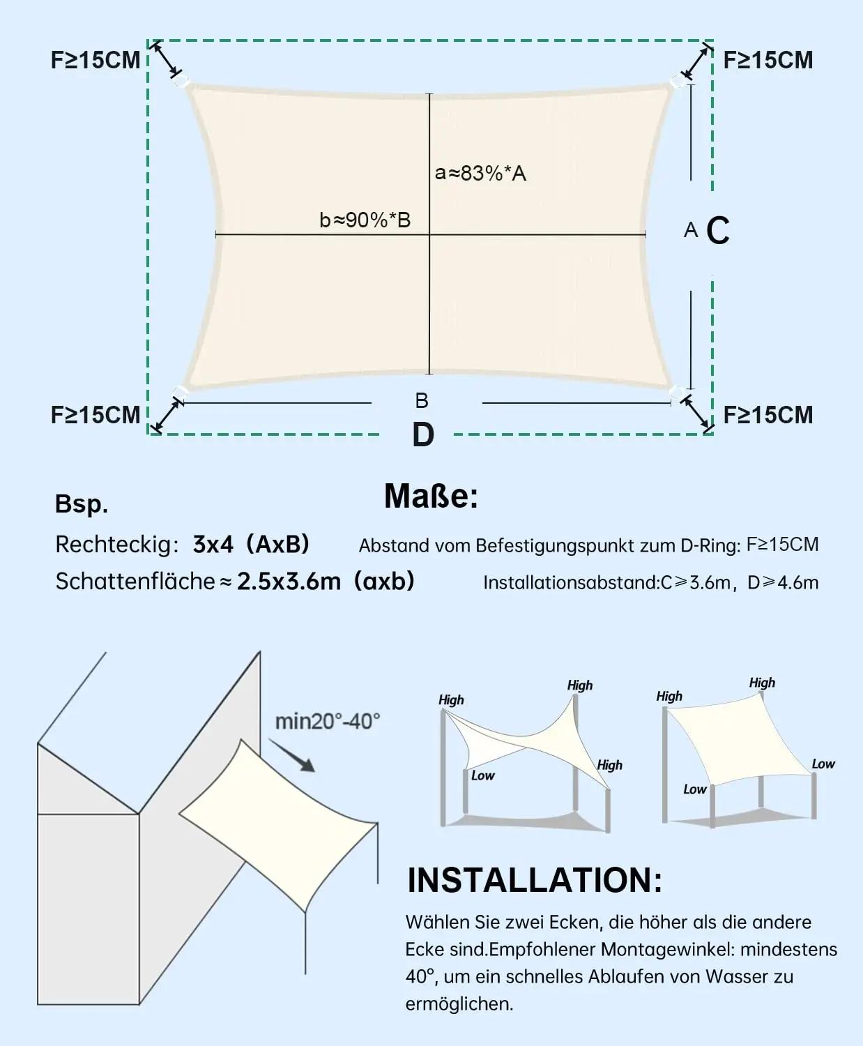 LOVE STORY veekindel päikesevari 3×4 m — terrassile ja aeda – kasutusnäide