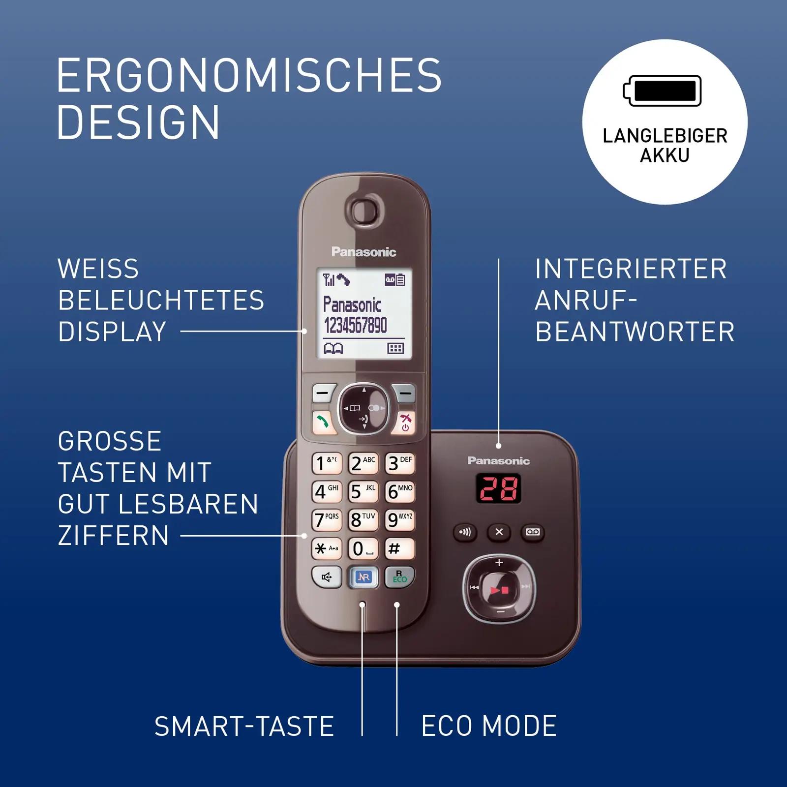 Panasonic KX-TG6821GA traadita lauatelefonid – detailne lähivaade