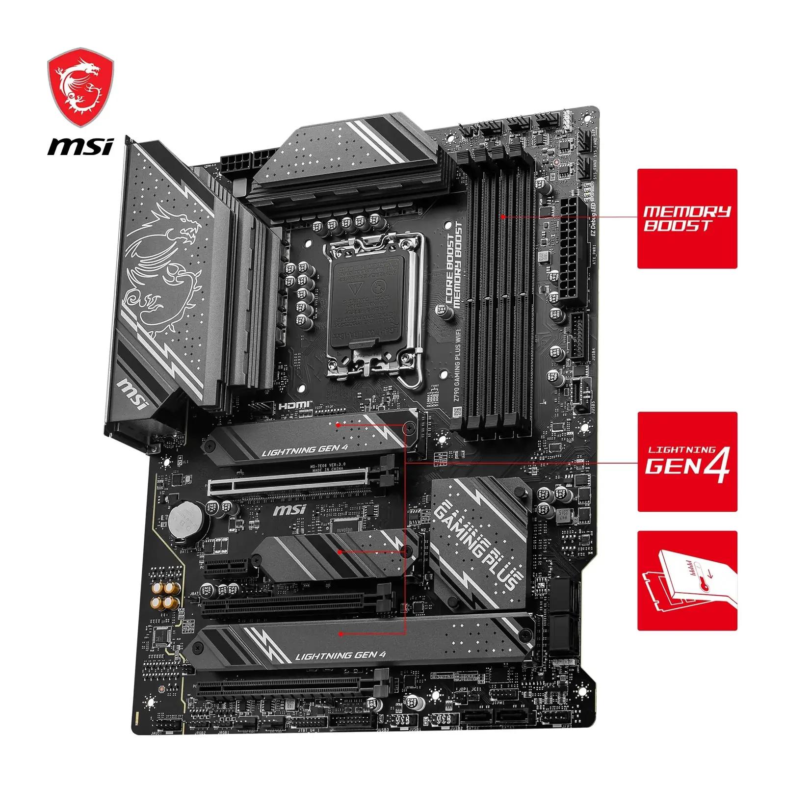 MSI Z790 GAMING PLUS WIFI – jõuline ATX emaplaat mängijale – pakend ja tarvikud