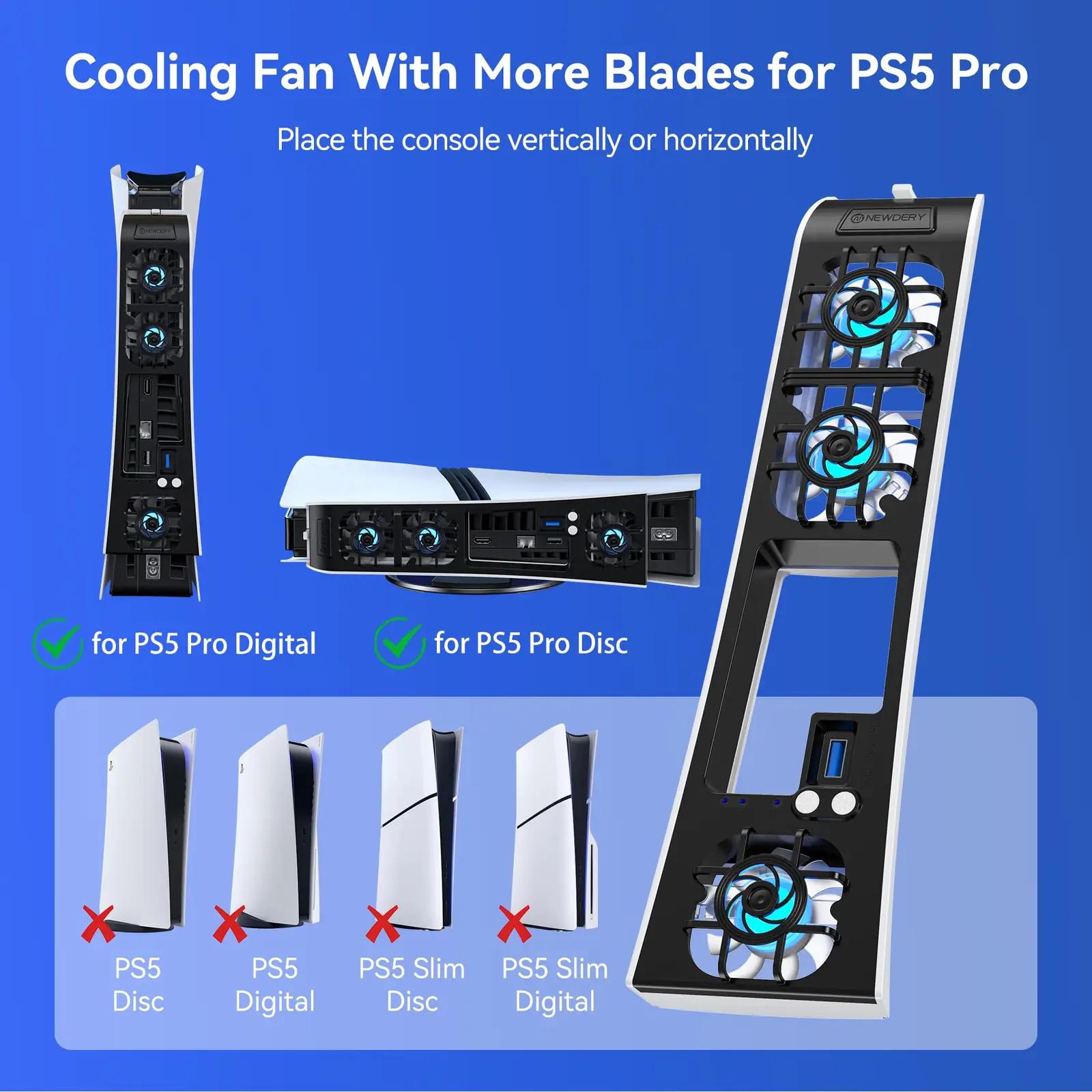NEWDERY jahutusripats PS5 Pro jaoks — vaikne ja kompaktne – detailne vaade