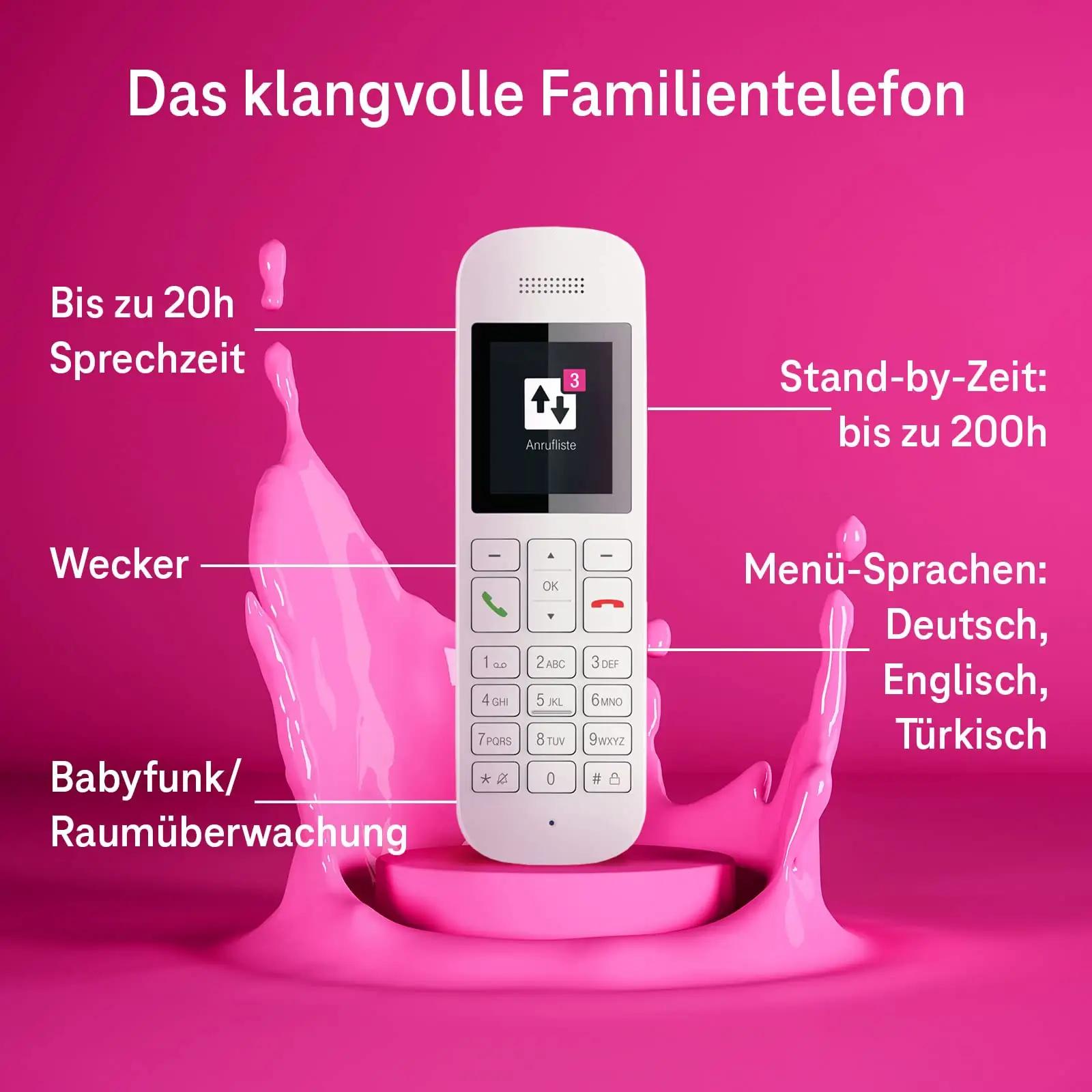 Deutsche Telekom valge kodutelefon koos salvestiga – kasutusnäide
