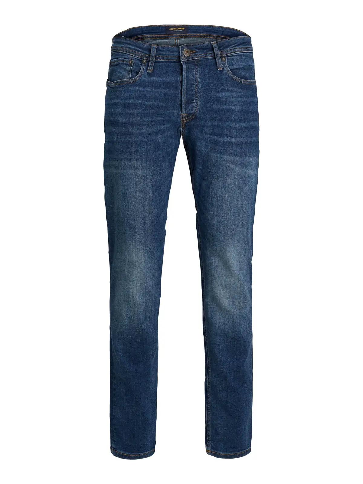 JACK & JONES tume denim püksid — klassikaline slim fit – detailne vaade