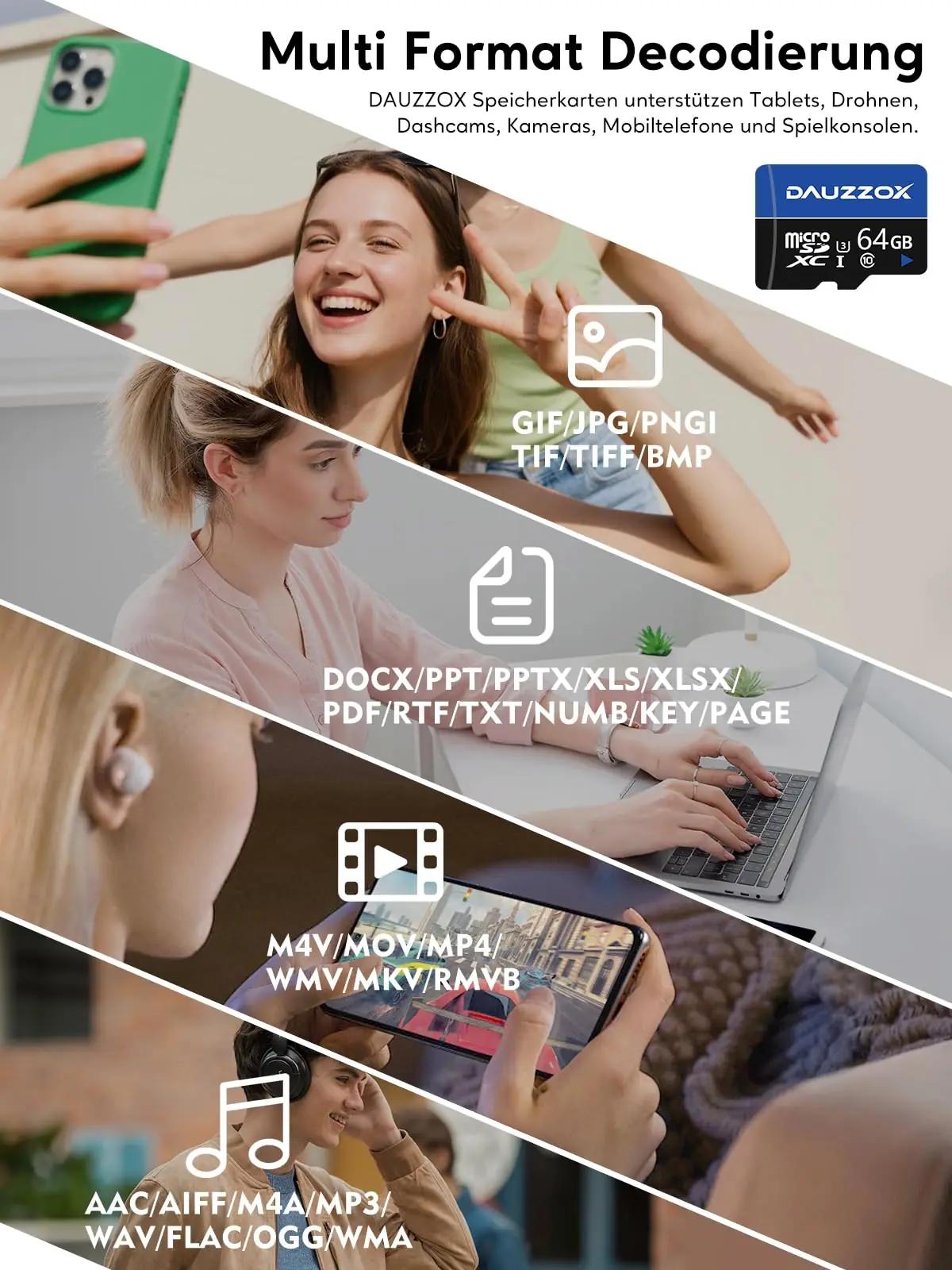 DAUZZOX 64 GB microSD-kaardid komplekt — kiire ja vastupidav – lisavaade