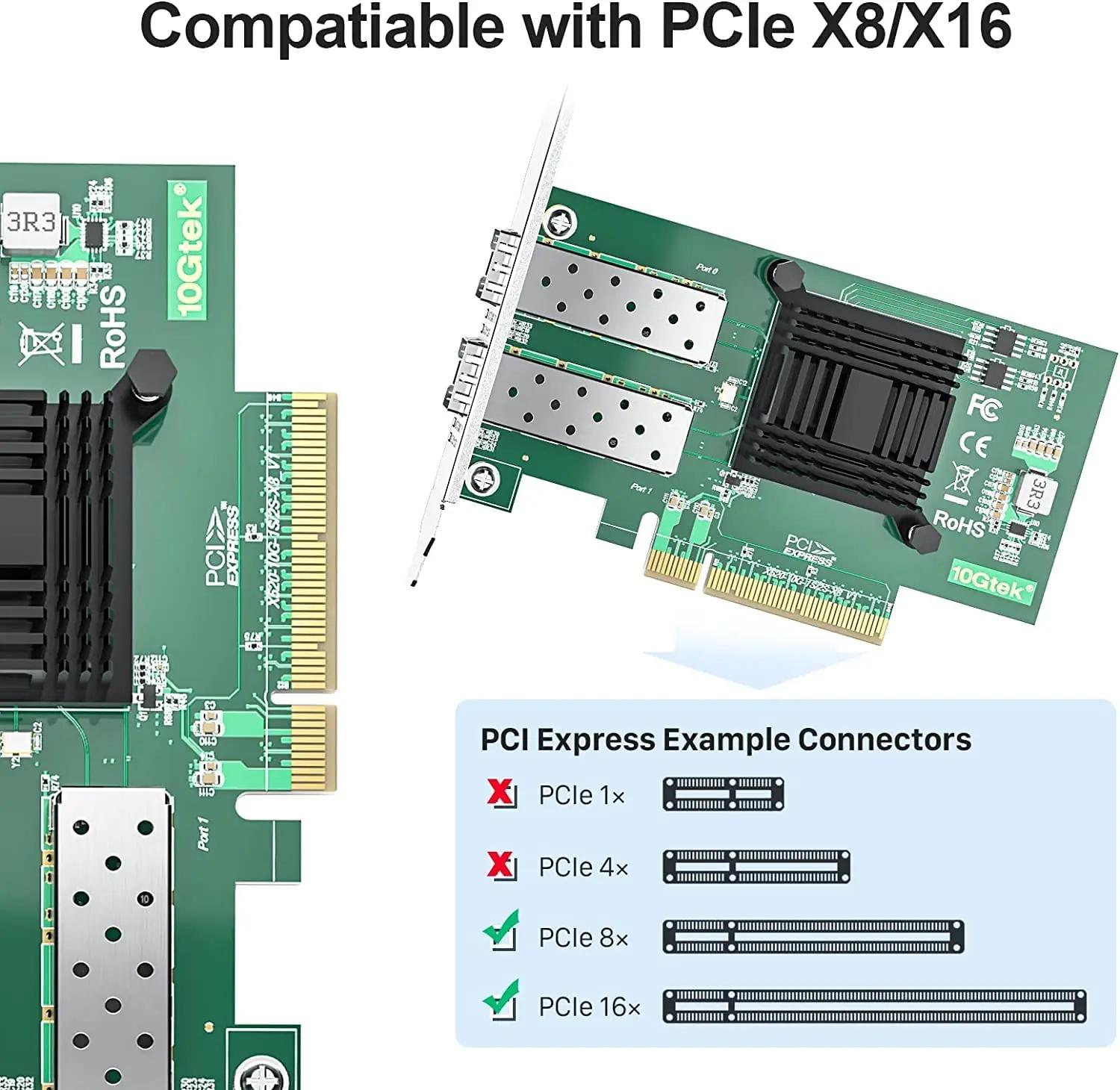10Gtek 10Gb PCI-E võrguadapter – kiire SFP+ ühendus – pakend ja tarvikud