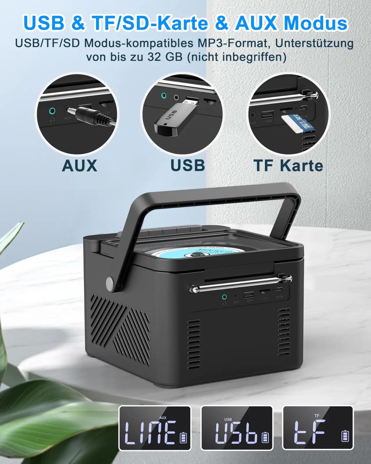 Greadio kaasaskantav boombox CD- ja raadiopleier, vastupidav aku – pilt 8
