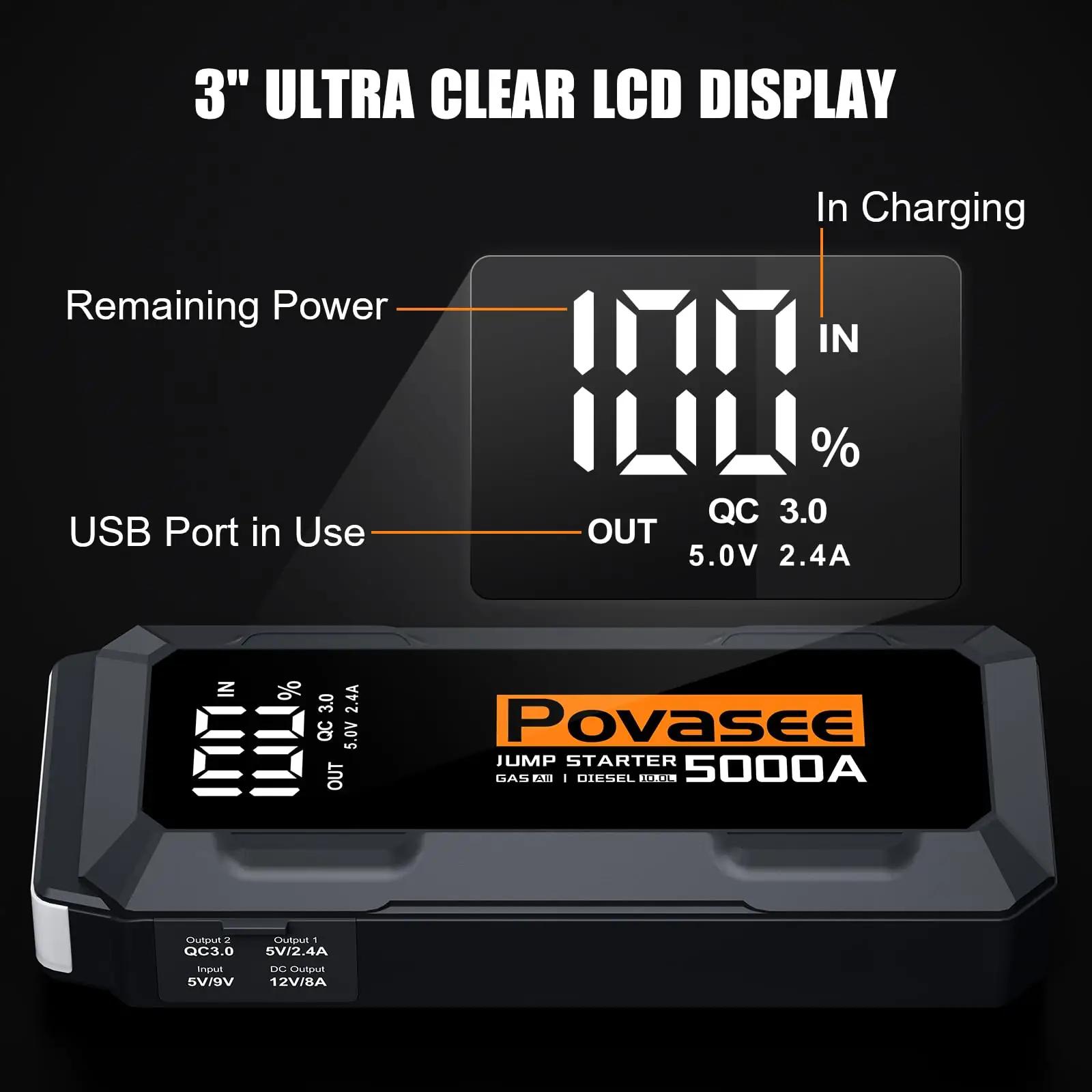 Povasee tugev Starthilfe powerbank – 5000A autoabi ja laadija – lisavaade