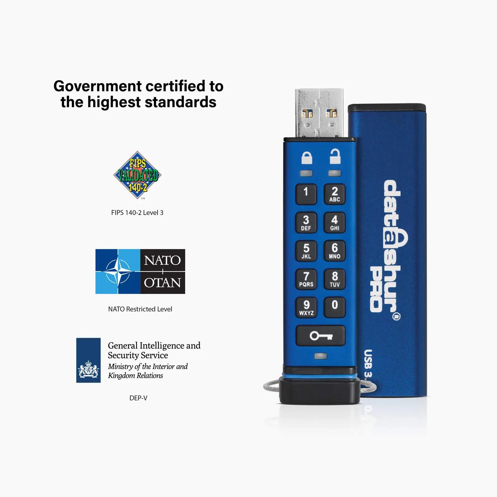 iStorage aluminiumist kaitstud USB-mälupulk — turvaline 8GB – lisavaade
