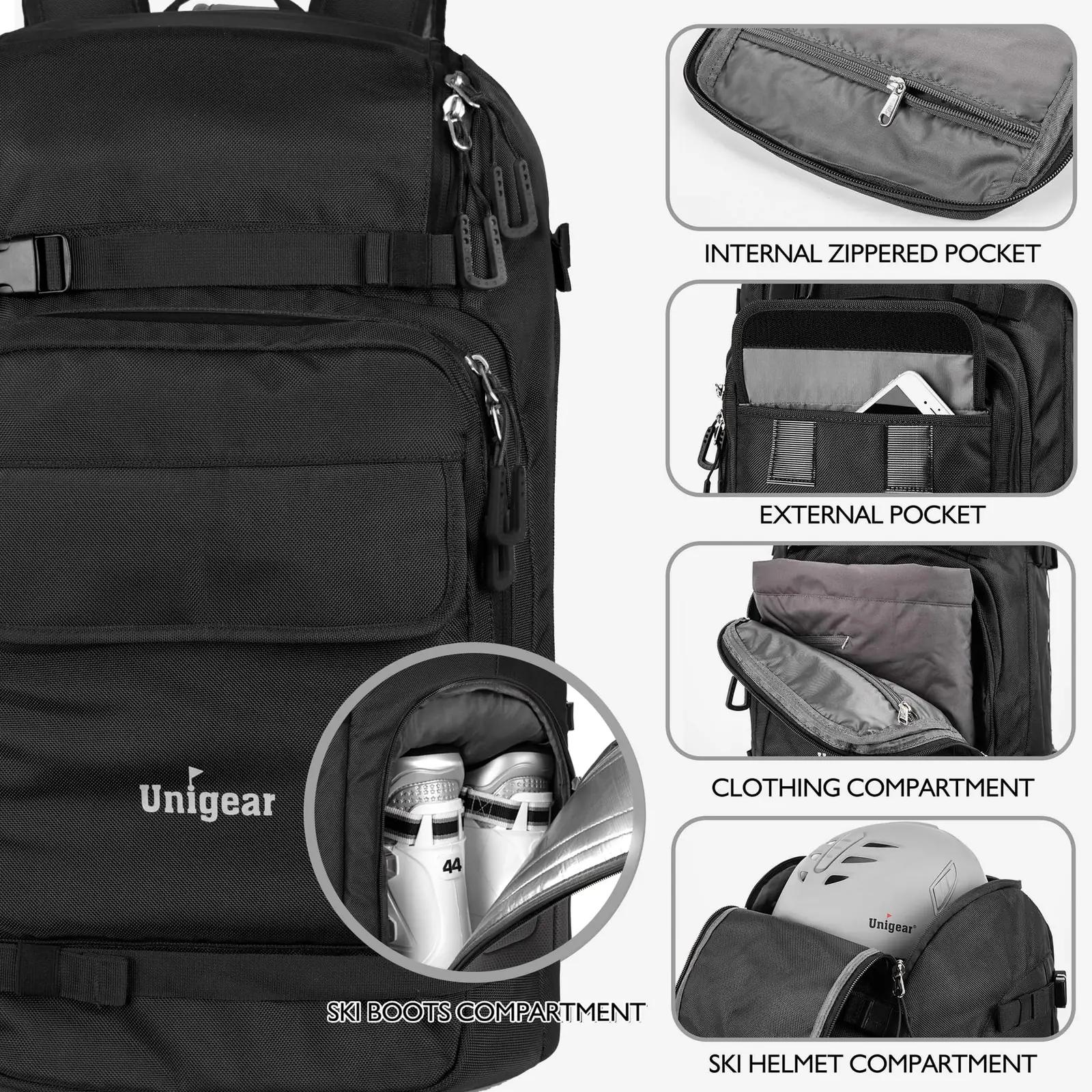 Unigear vastupidav 50L suusakott kiivripesaga ja kandmisrihmidega – pakend ja tarvikud