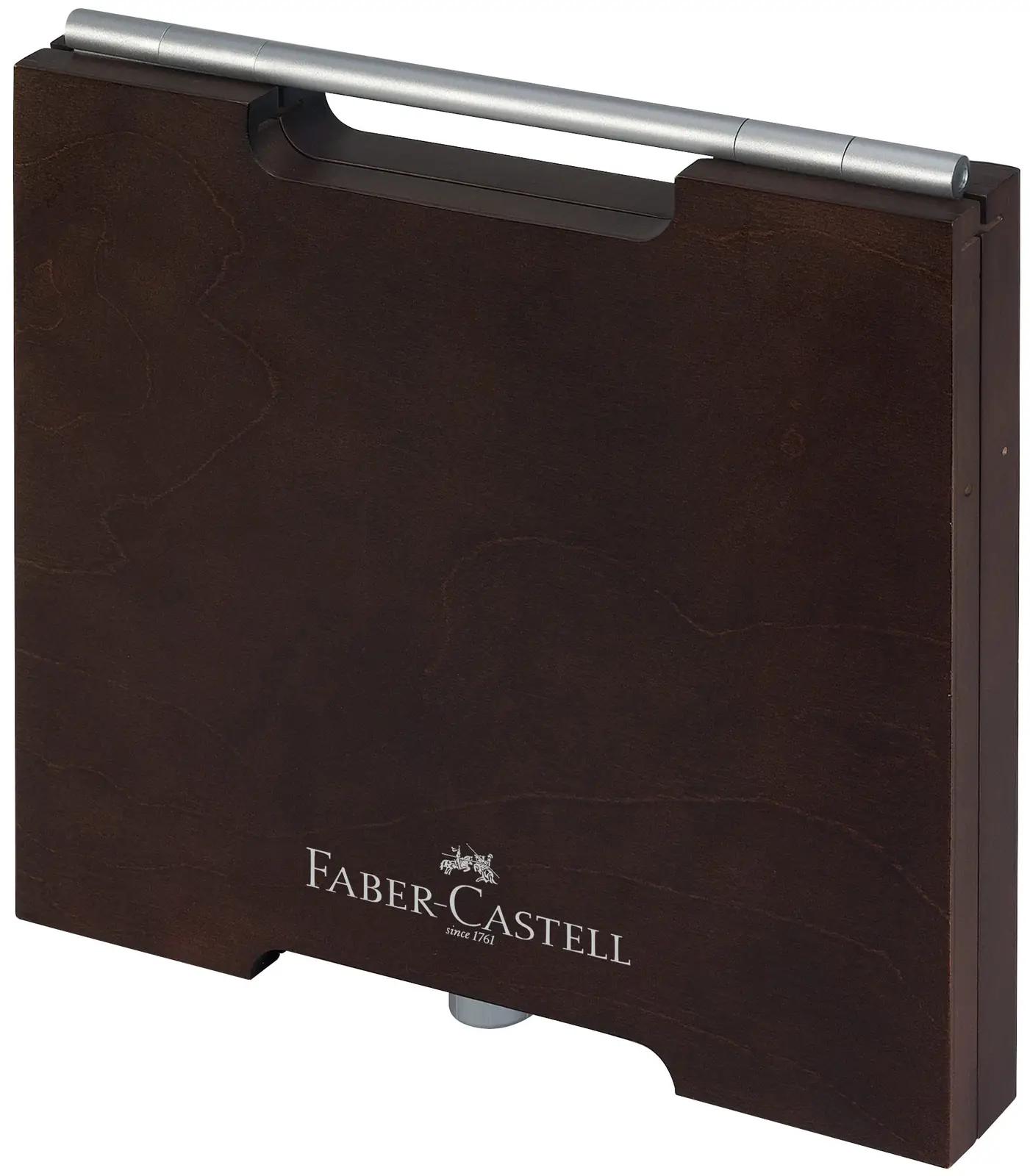 Faber-Castell värvipliiatsite puidust kohver – 72 tk kunstnikule – pakend ja tarvikud