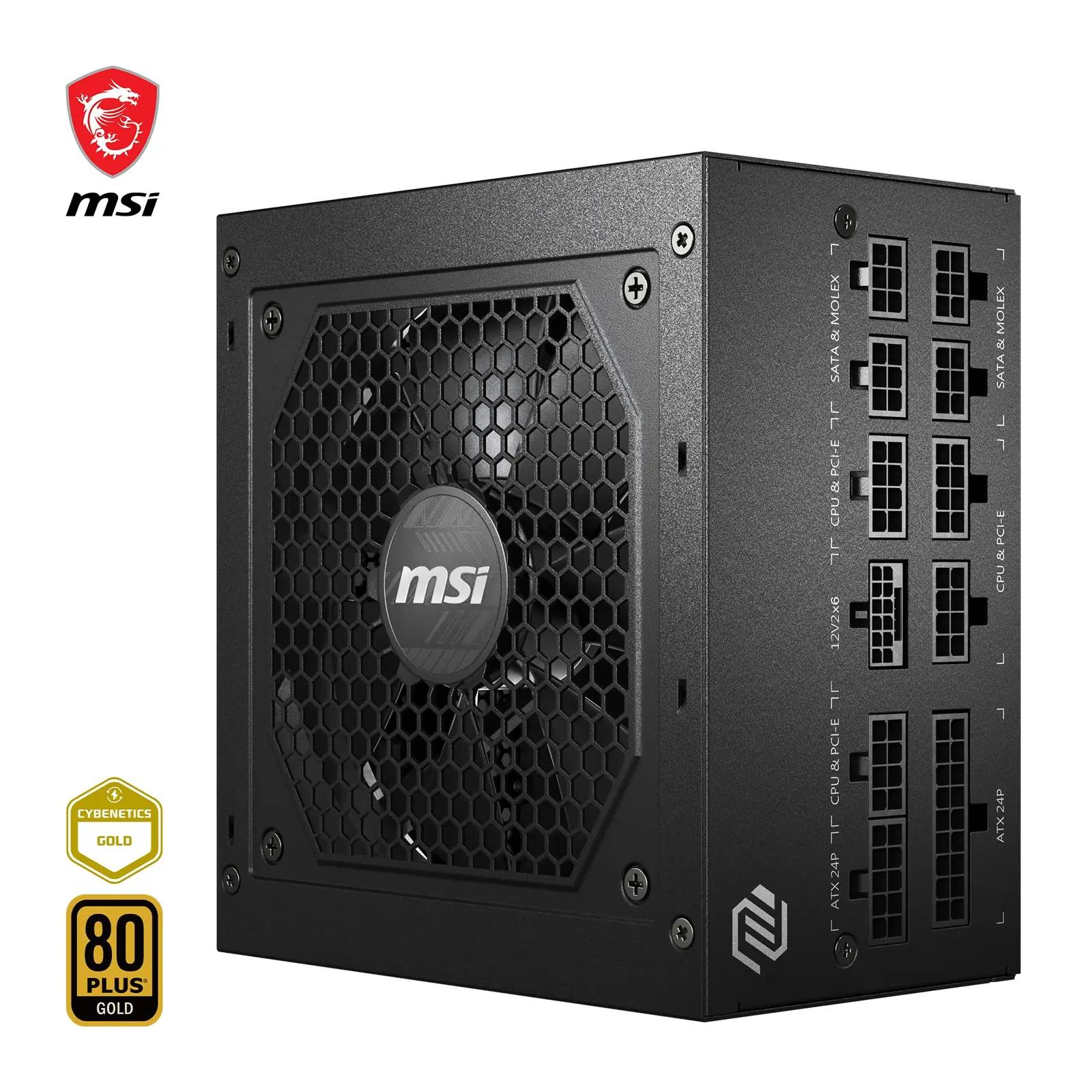 MSI 850W kuldne modulaarne toiteplokk – võimas ja vaikne – pakend ja tarvikud