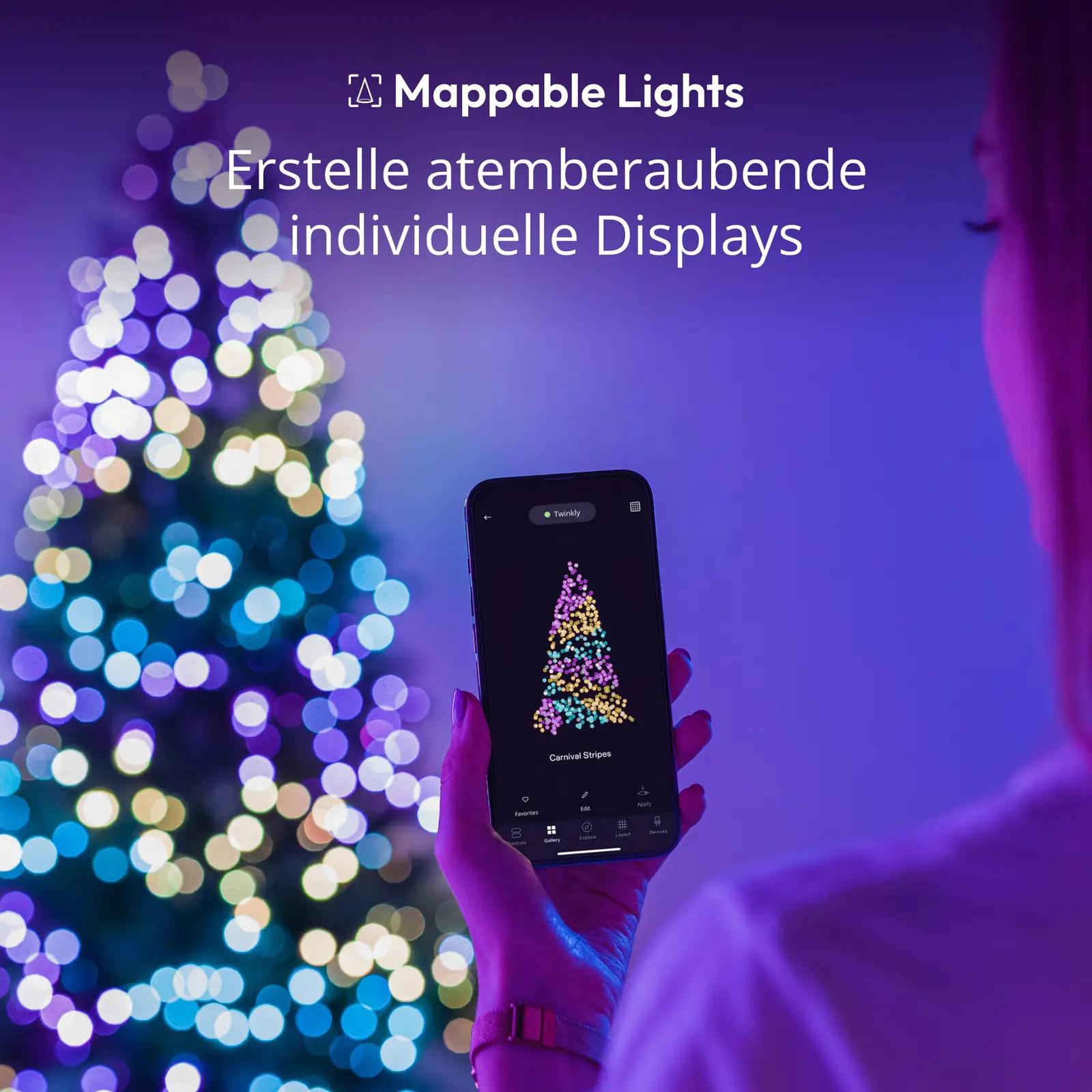 Twinkly nutikas LED-valgusti 20m — RGB kaunistamiseks – pakend ja tarvikud