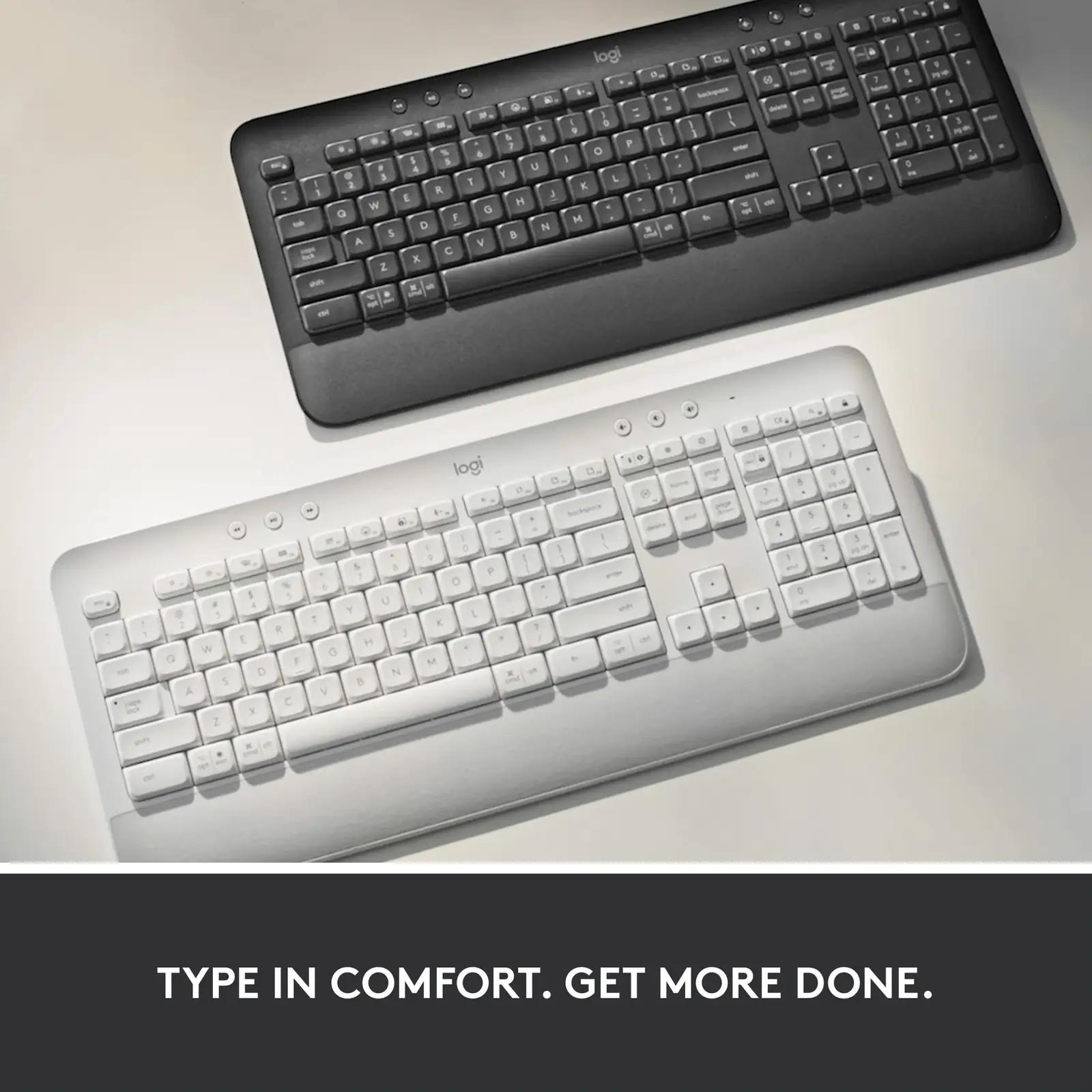 Logitech mugavustastatur Soft-Touch käetugiga — valge – pilt 7
