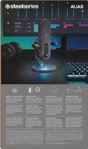 SteelSeries USB-mikrofon Alias — suur kapsel mängimiseks ja – pilt 10