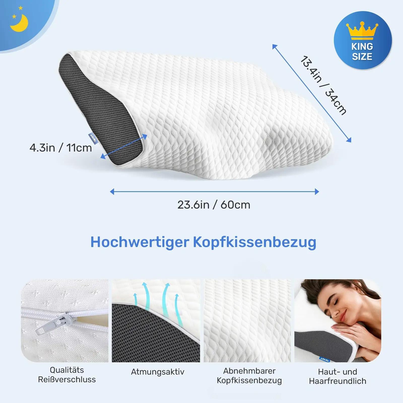 Derila mälumälu padi — ergonoomiline kingsize peapadi – detailne vaade