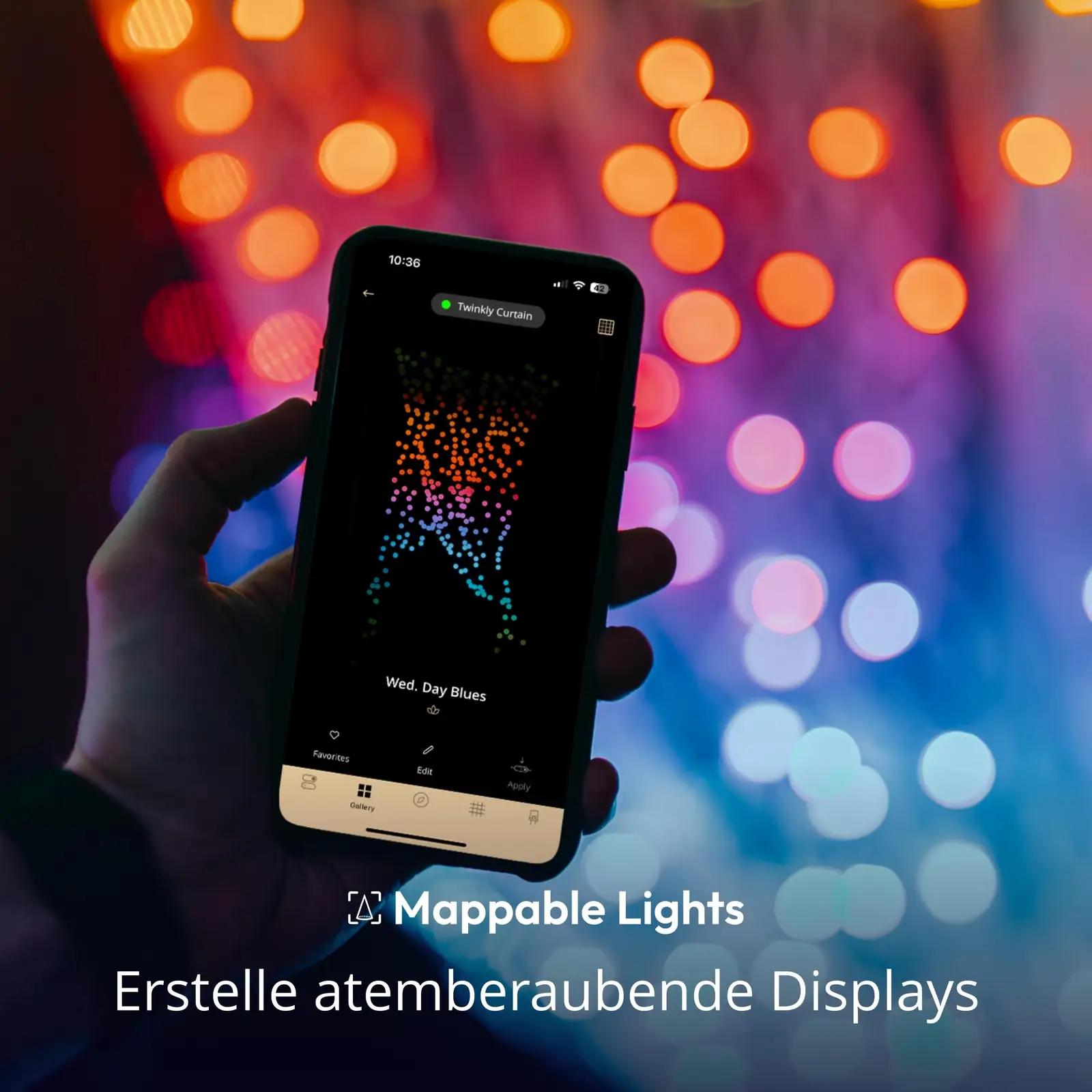 Twinkly nutikas kardinvalgusti 210 LED — sobib siseruumidesse ja – pakend ja tarvikud