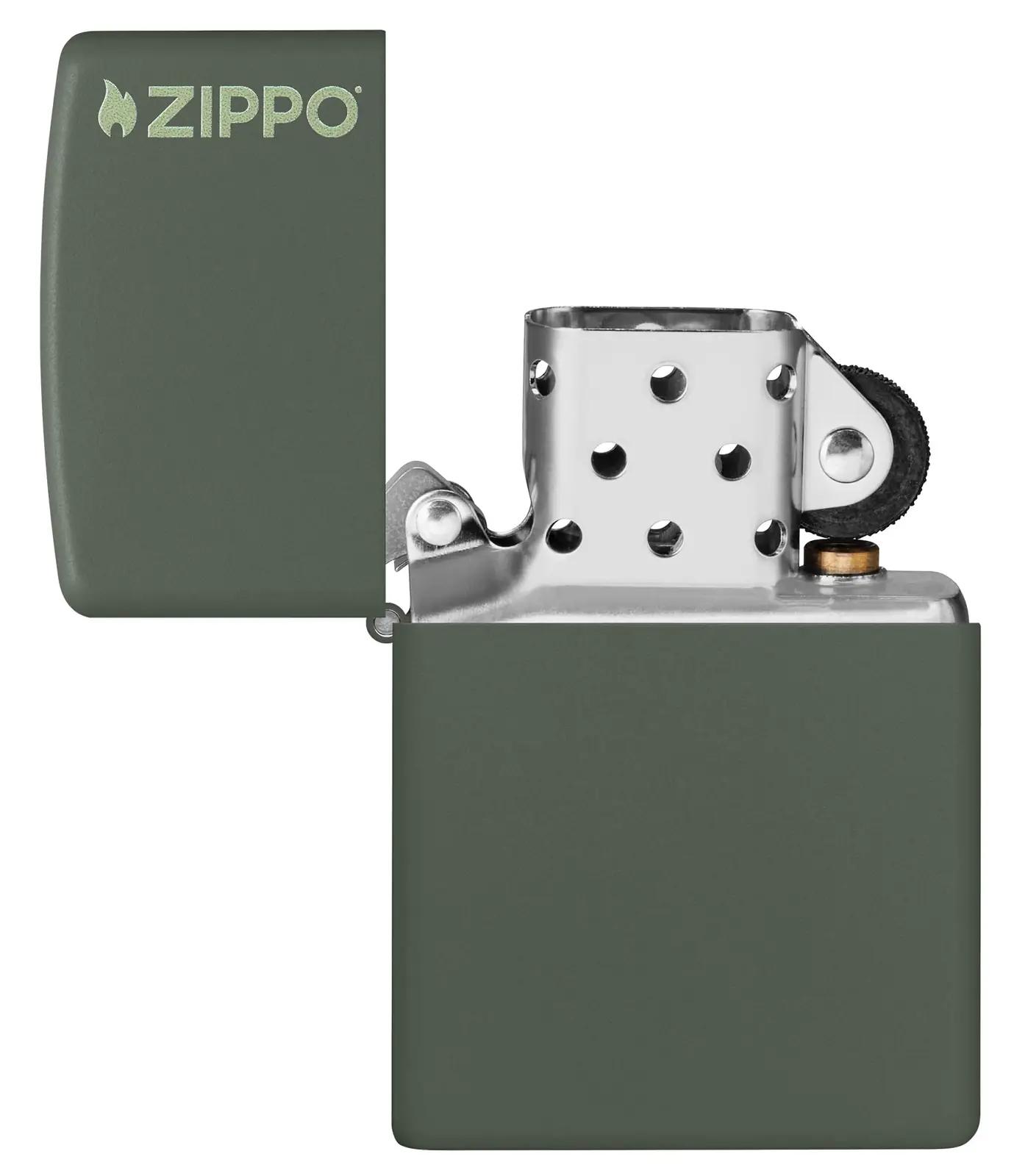 Zippo metallist tuulekindel süütekolb rohelise viimistlusega – kasutusnäide