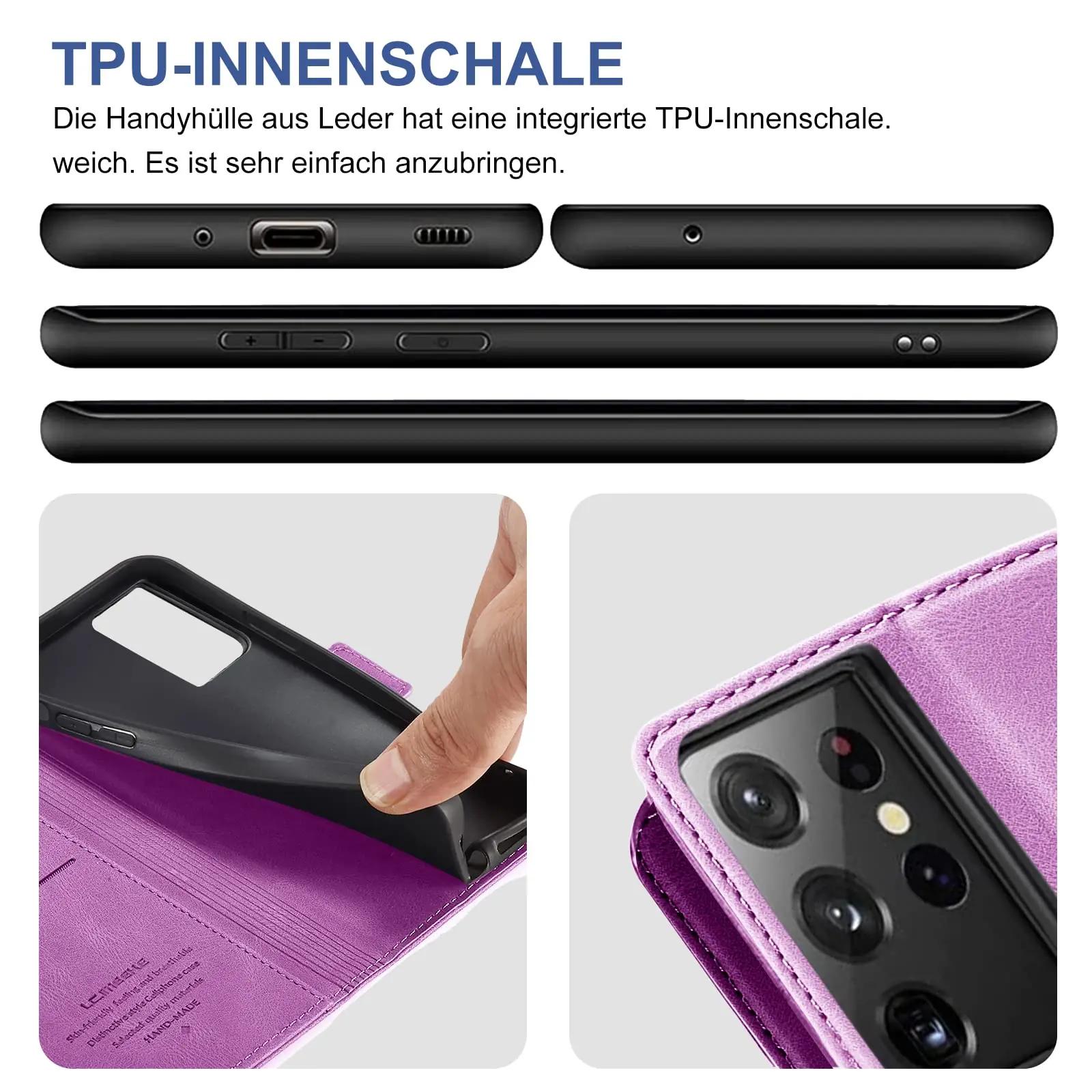 Giyer puidust välimusega PU-nahast ümbris S21 Ultra kaitseks ja – pilt 6