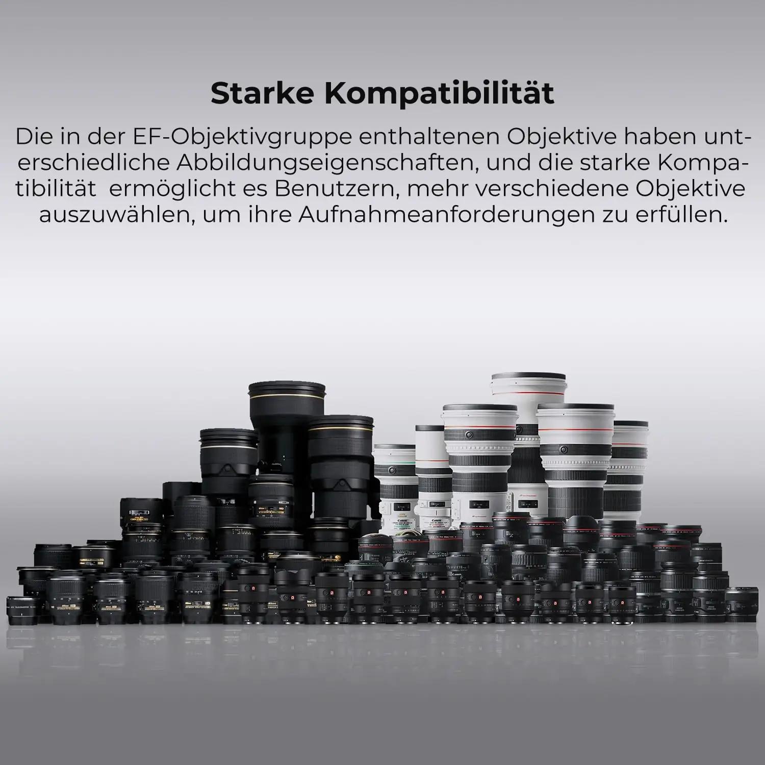 K&F CONCEPT metallist objektiivadapter Canon EF→EOS R – pakend ja tarvikud
