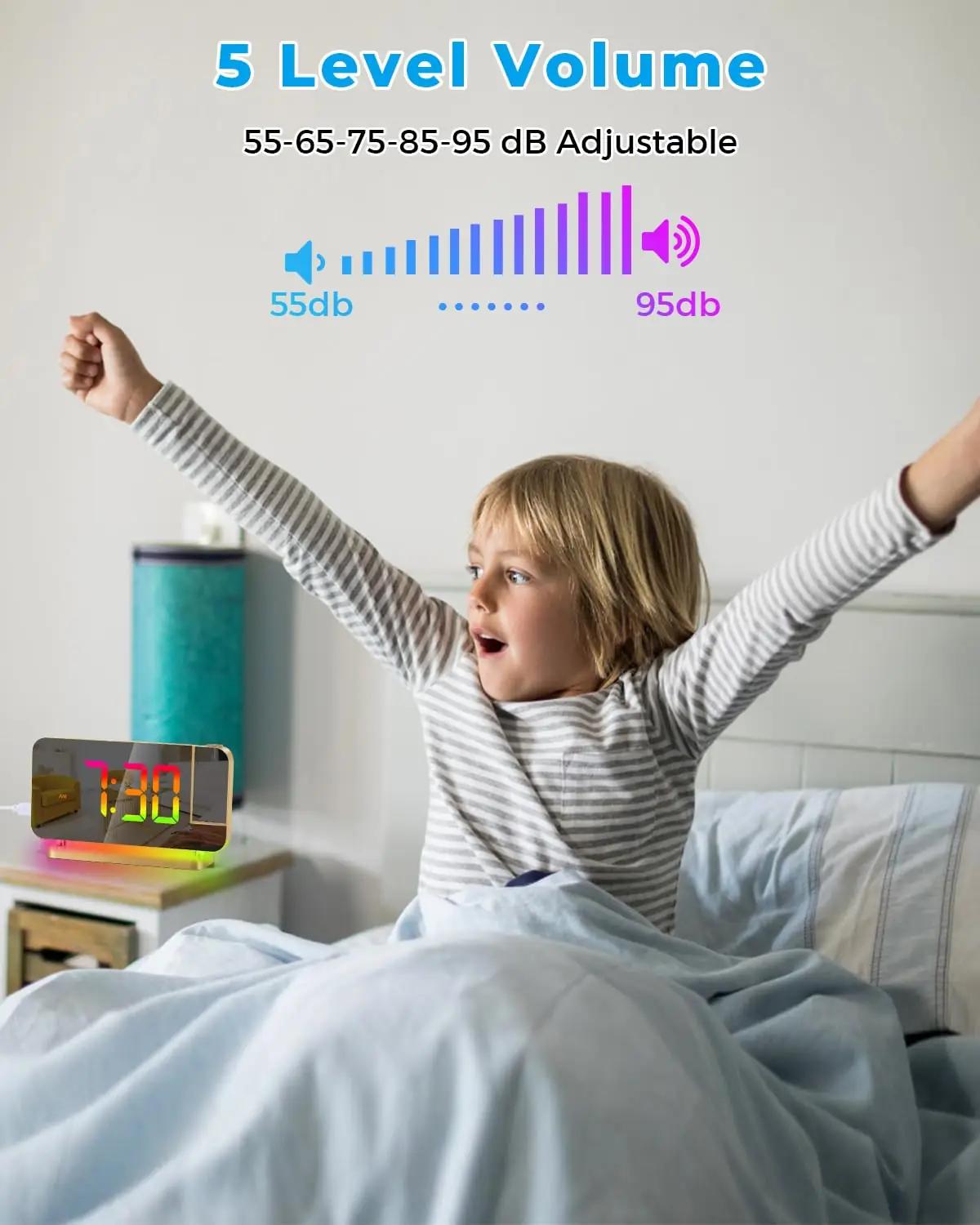 SZELAM kuldne LED-projektsioon äratuskell stiilse peegelpinnaga – pilt 8