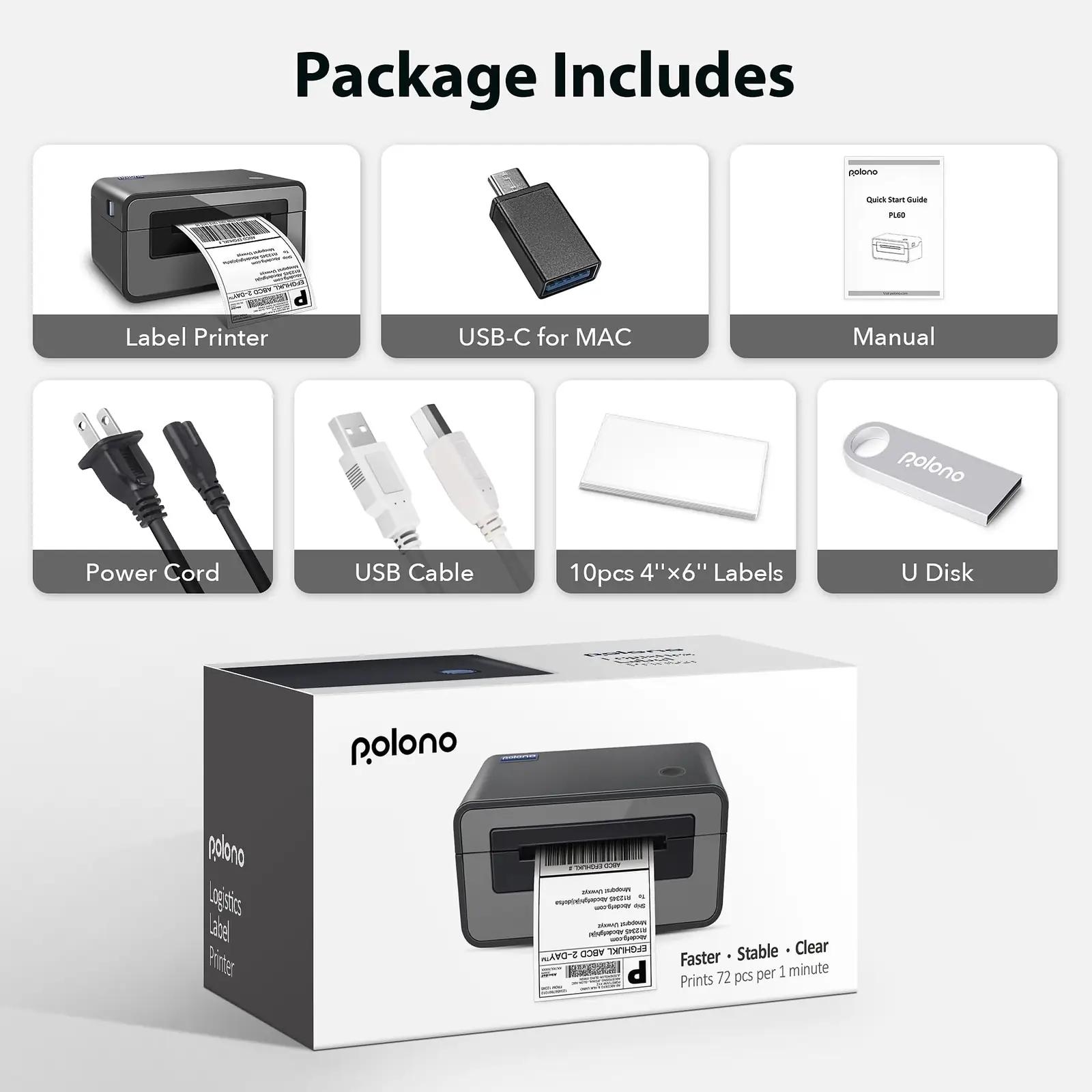 POLONO lauakõvaketaselt termoprinter – kiire etikettide trükk – pilt 6