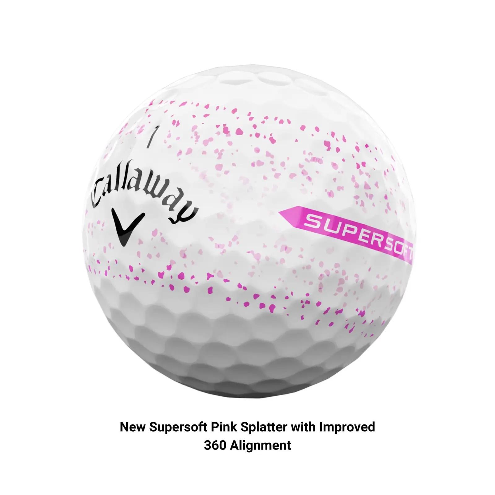 Callaway pehmed golfipallid – Supersoft 2023 roosa Splatter – detailne vaade