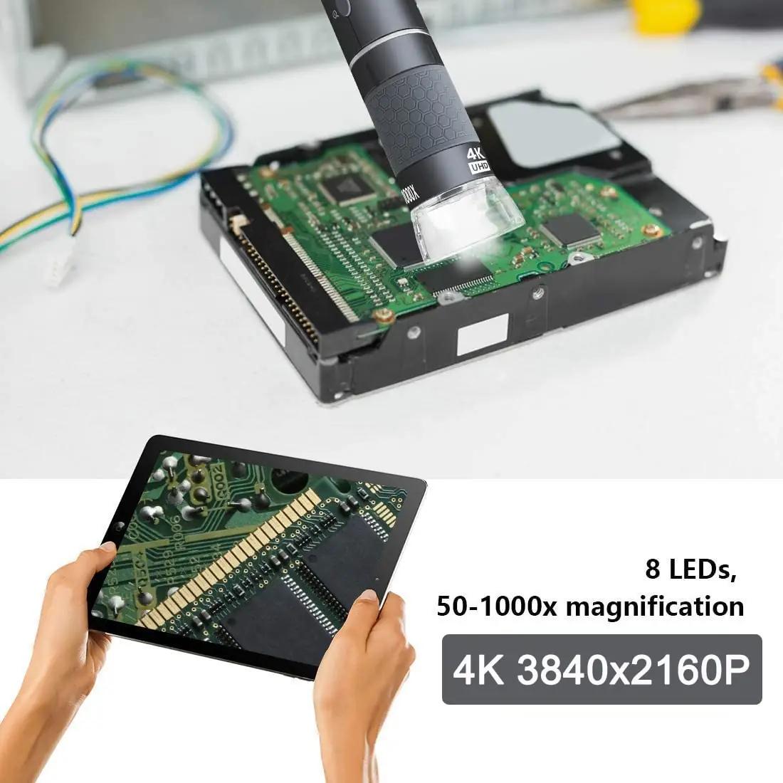Jiusion 4K digitaalne mikroskoop — tugeva metallist jala ja – kasutusnäide