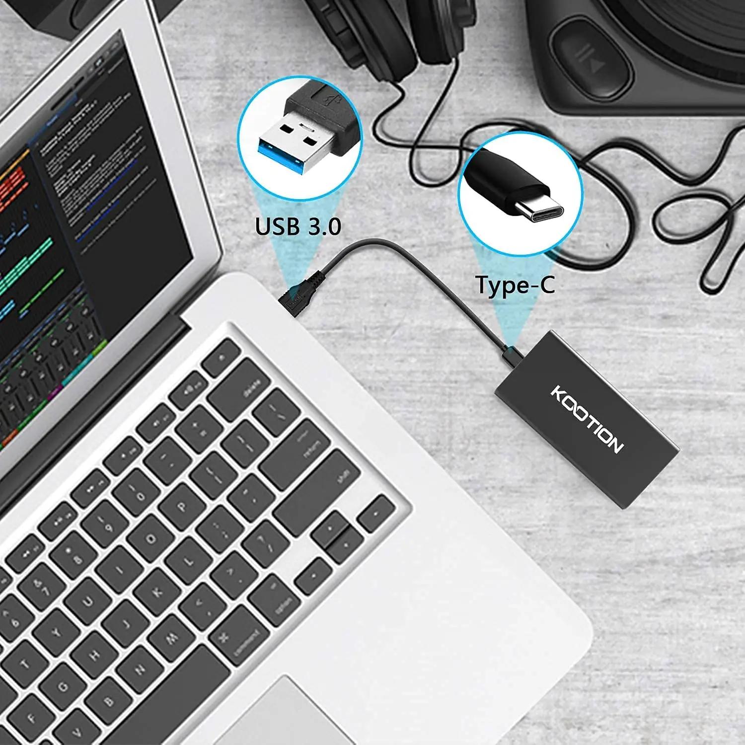 KOOTION väike ja kiire 500 GB SSD — kaasaskantav ja vastupidav – pakend ja tarvikud