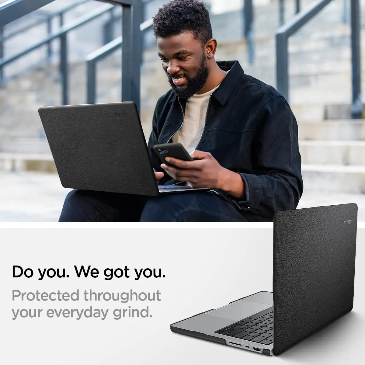 Spigen kaitsev Urban Fit ümbris MacBook Pro 14″ – kasutusnäide