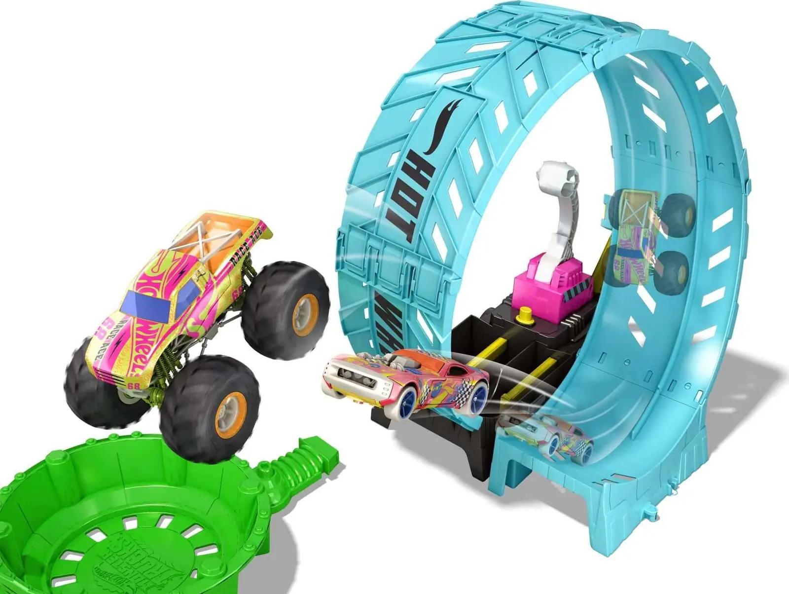 Hot Wheels monsterautode rada – looping ja heliefektiga mänguasi – pakend ja tarvikud