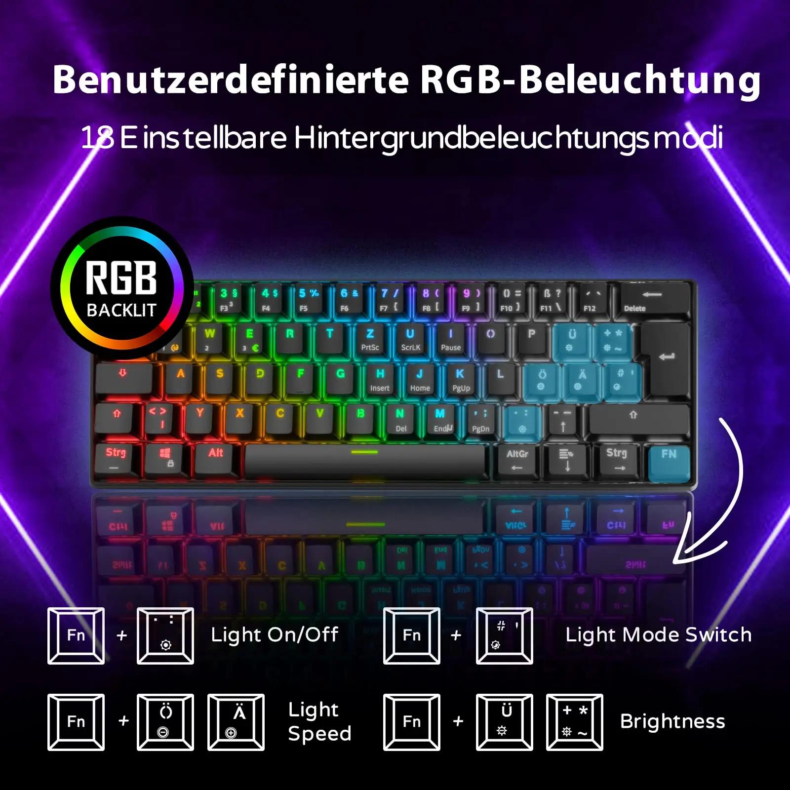 RK ROYAL KLUDGE kerge 60% mehaaniline klaviatuur RGB-valgustusega – kasutusnäide