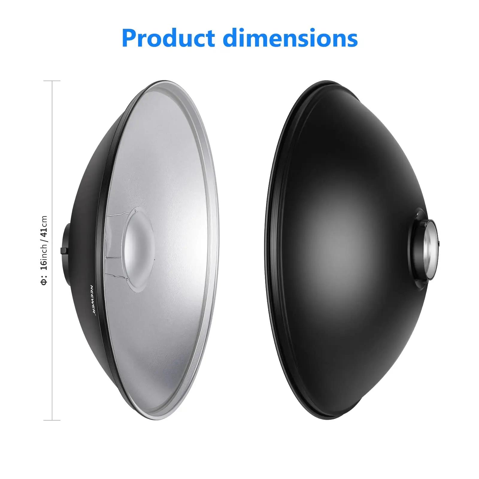 NEEWER alumiiniumist 41 cm beauty dish – pehme valgus stuudiosse – detailne vaade