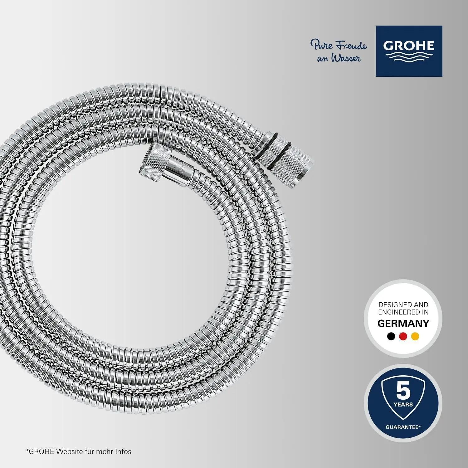 GROHE kroomitud painduv dušivoolik – vastupidav 1,75 m – pakend ja tarvikud