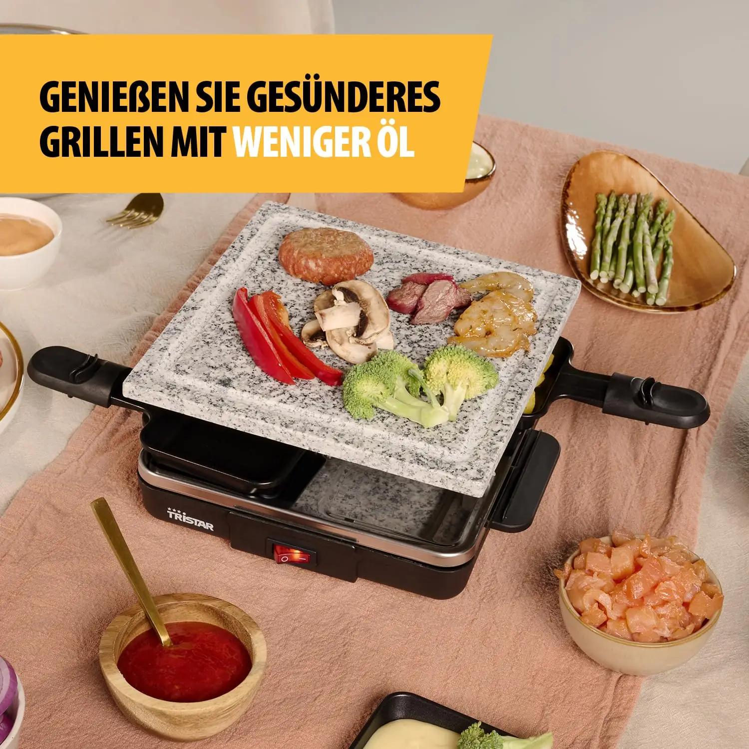 Tristar stein-grillplaat – keraamiline grill 4-le, BPA-vaba – pakend ja tarvikud
