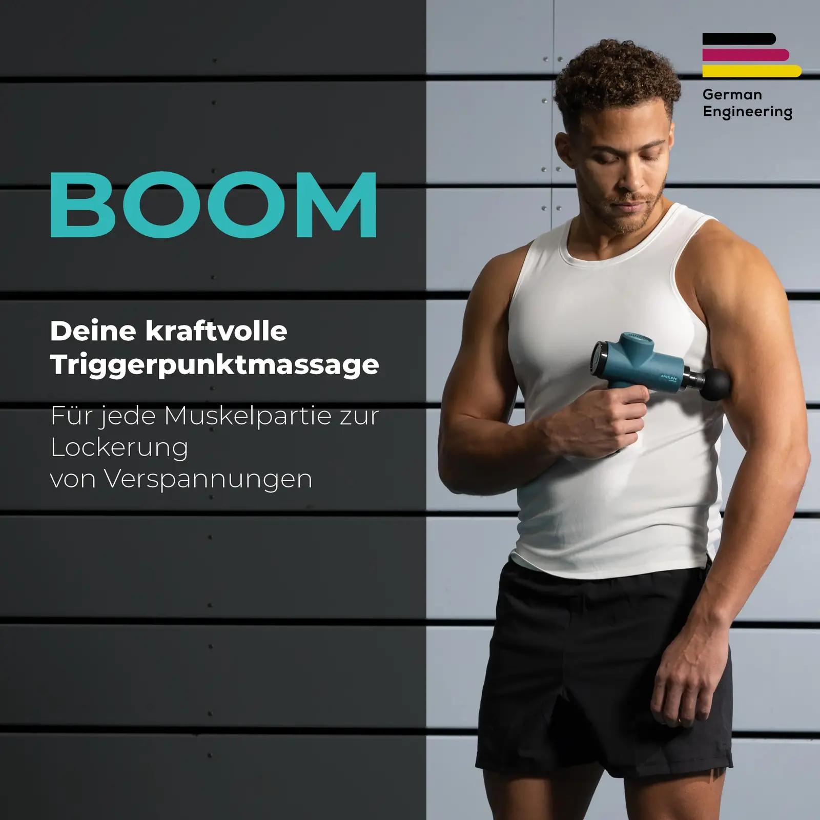 Beurer sportlik massaažipüstol Antelope BOOM — kompaktne taastav – detailne vaade