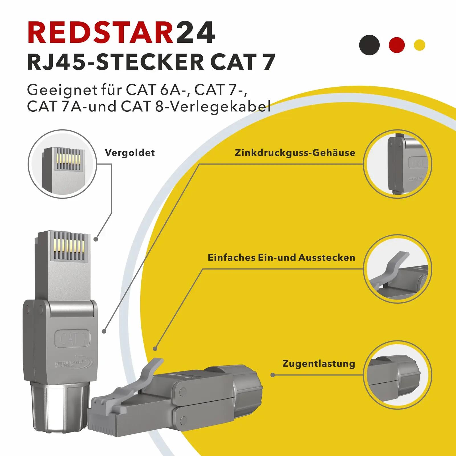 RedStar24 tugevast messingist CAT7 RJ45 pistik – pilt 7