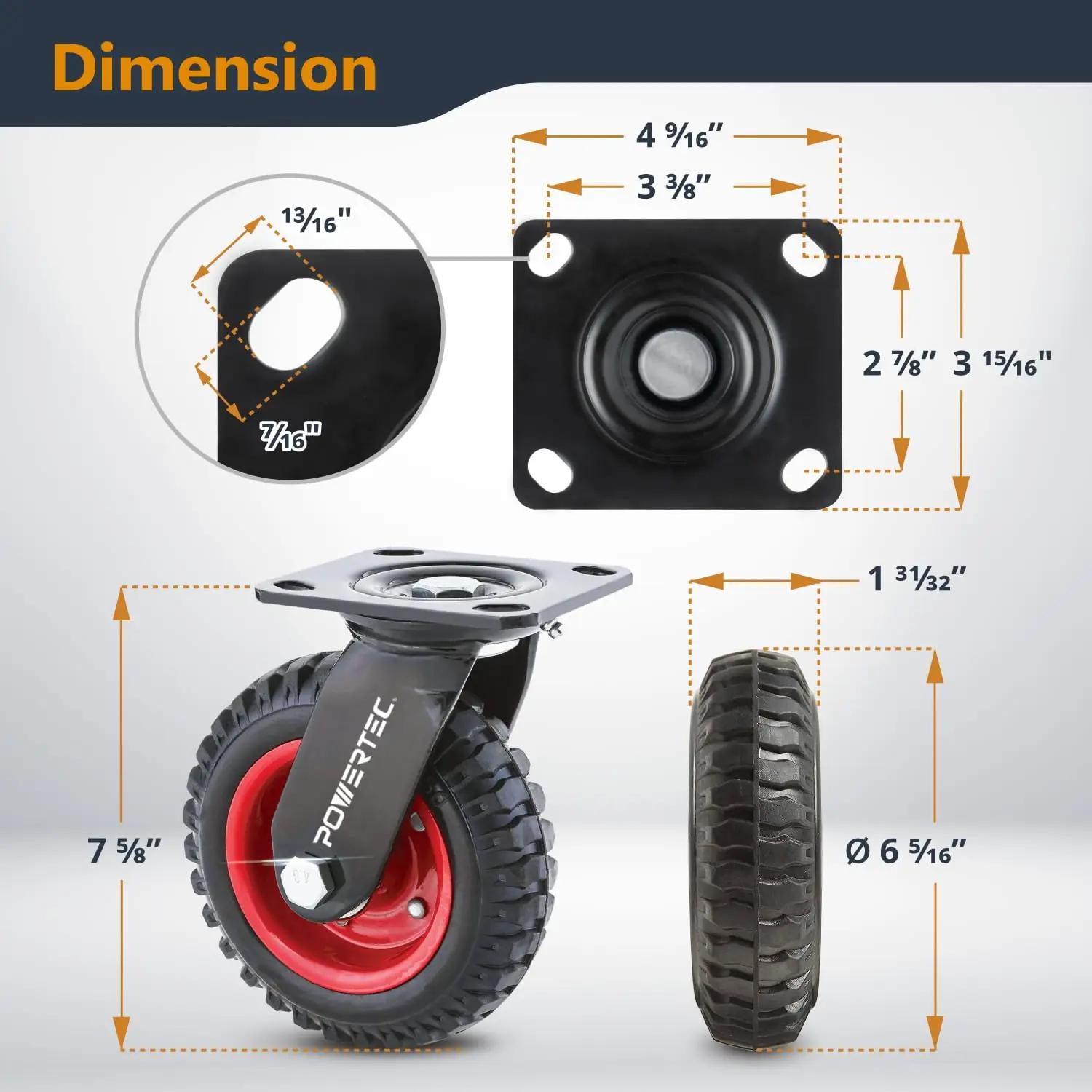 POWERTEC vastupidav ratas 16,4 cm — tugev kinnitus ja mugav – detailne vaade
