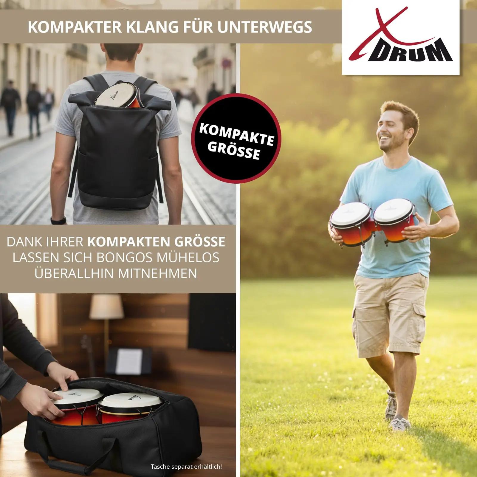 XDrum puidust bongotrommeln – soojad Sunburst toonid – pilt 8