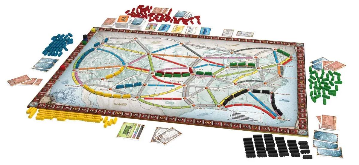 Asmodee lauamäng Zug um Zug – pere- ja strateegiamäng – pakend ja tarvikud