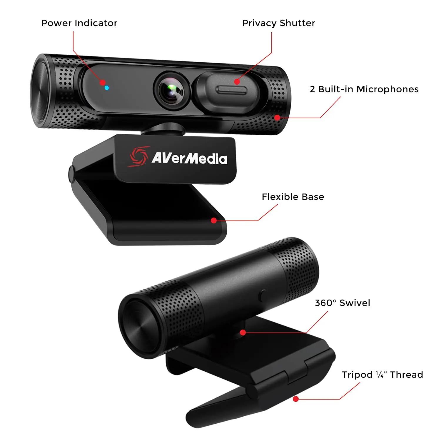 AVerMedia stiilne 1080p veebikaamera – universaalne kasutus – pakend ja tarvikud