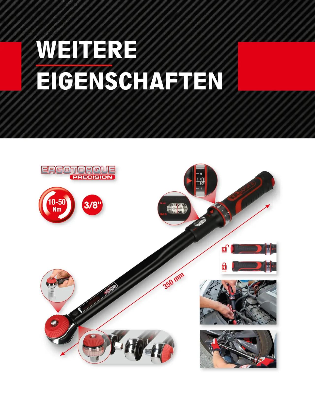 KS Tools täppismomendi võti 3/8″ ERGOTORQUE 10–50 Nm – kasutusnäide