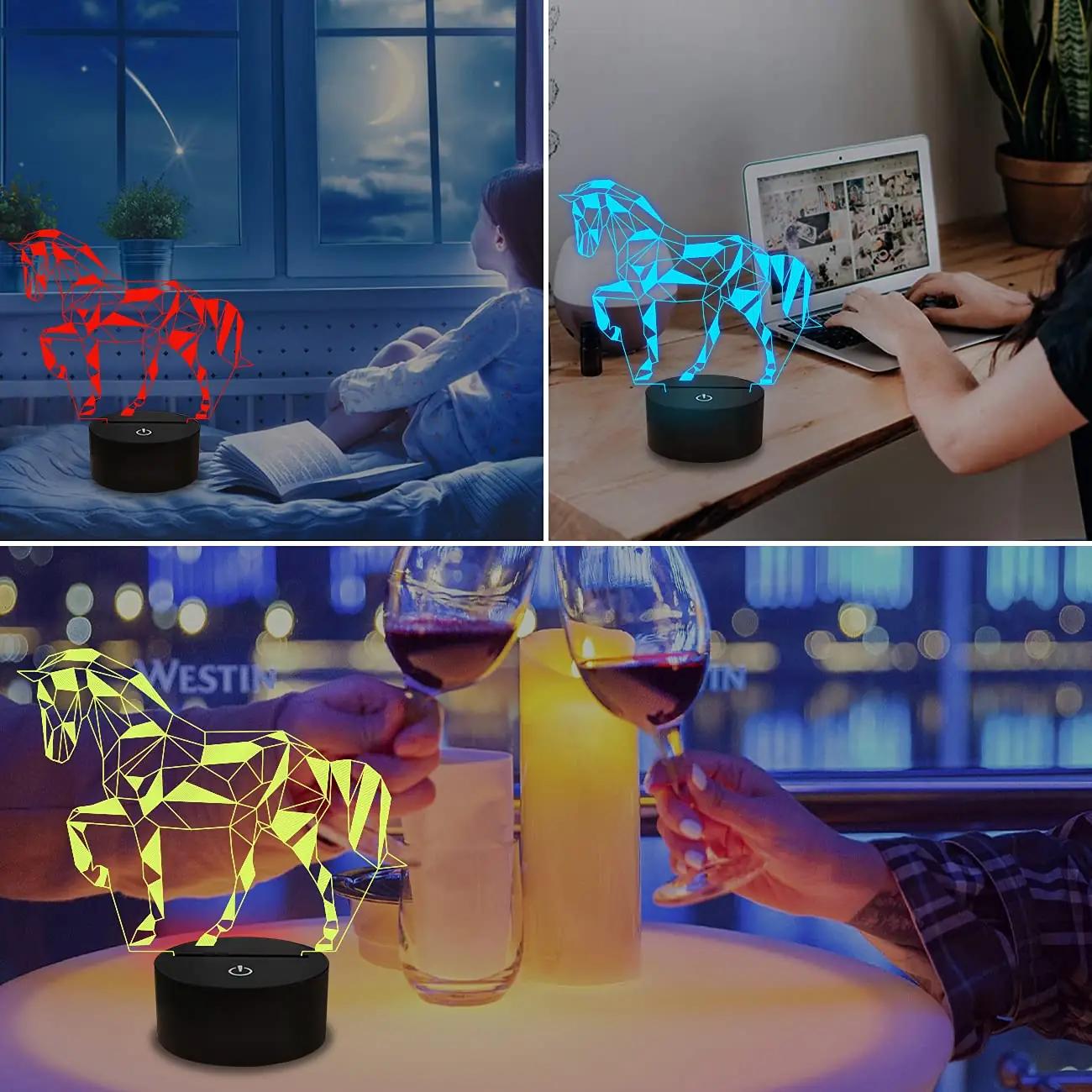 FULLOSUN 3D-öölamp hobune — armas dekoratsioon ja kingiidee – pakend ja tarvikud