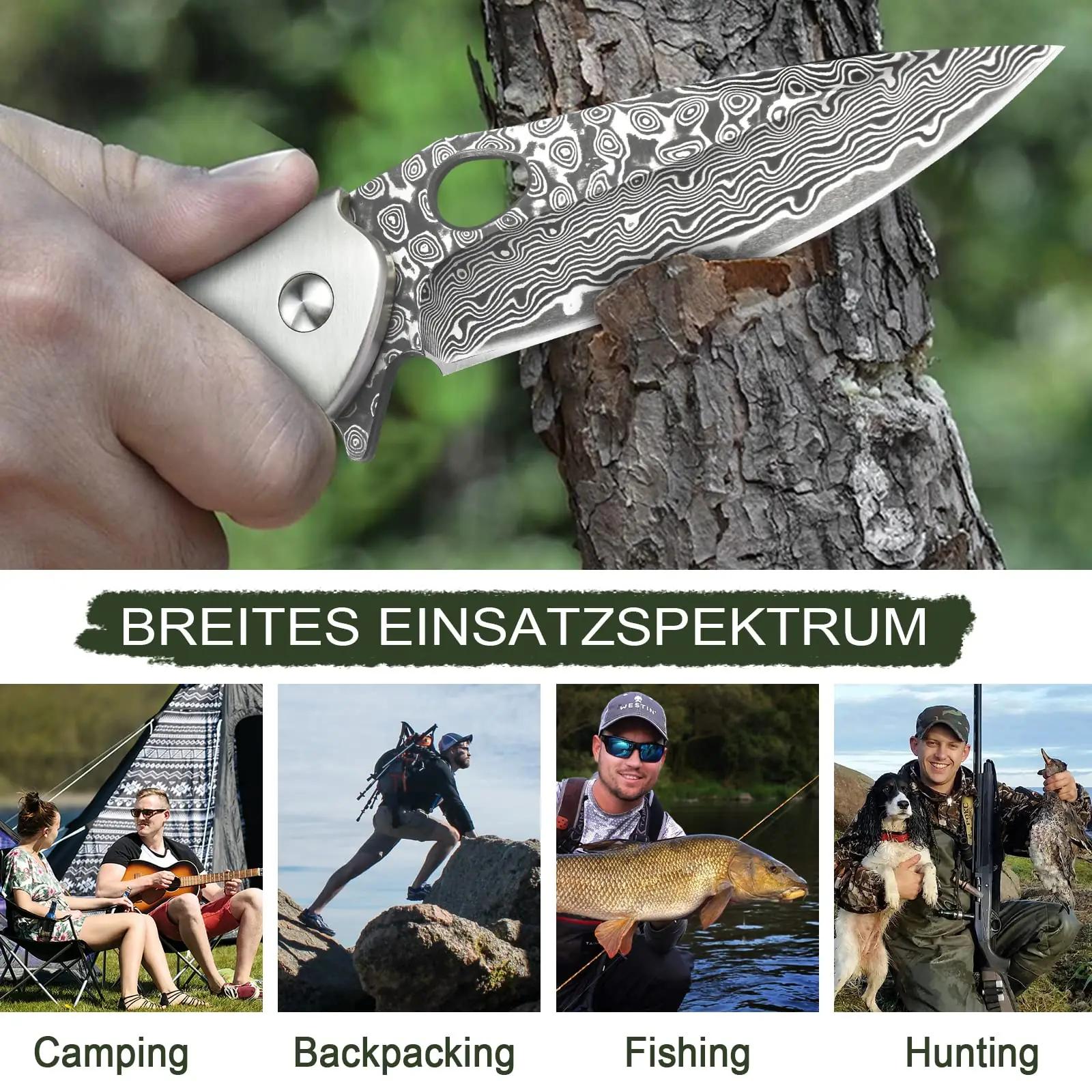KOMWERO damastterasega välikahvel – puidust käepide, kingitus – pilt 6