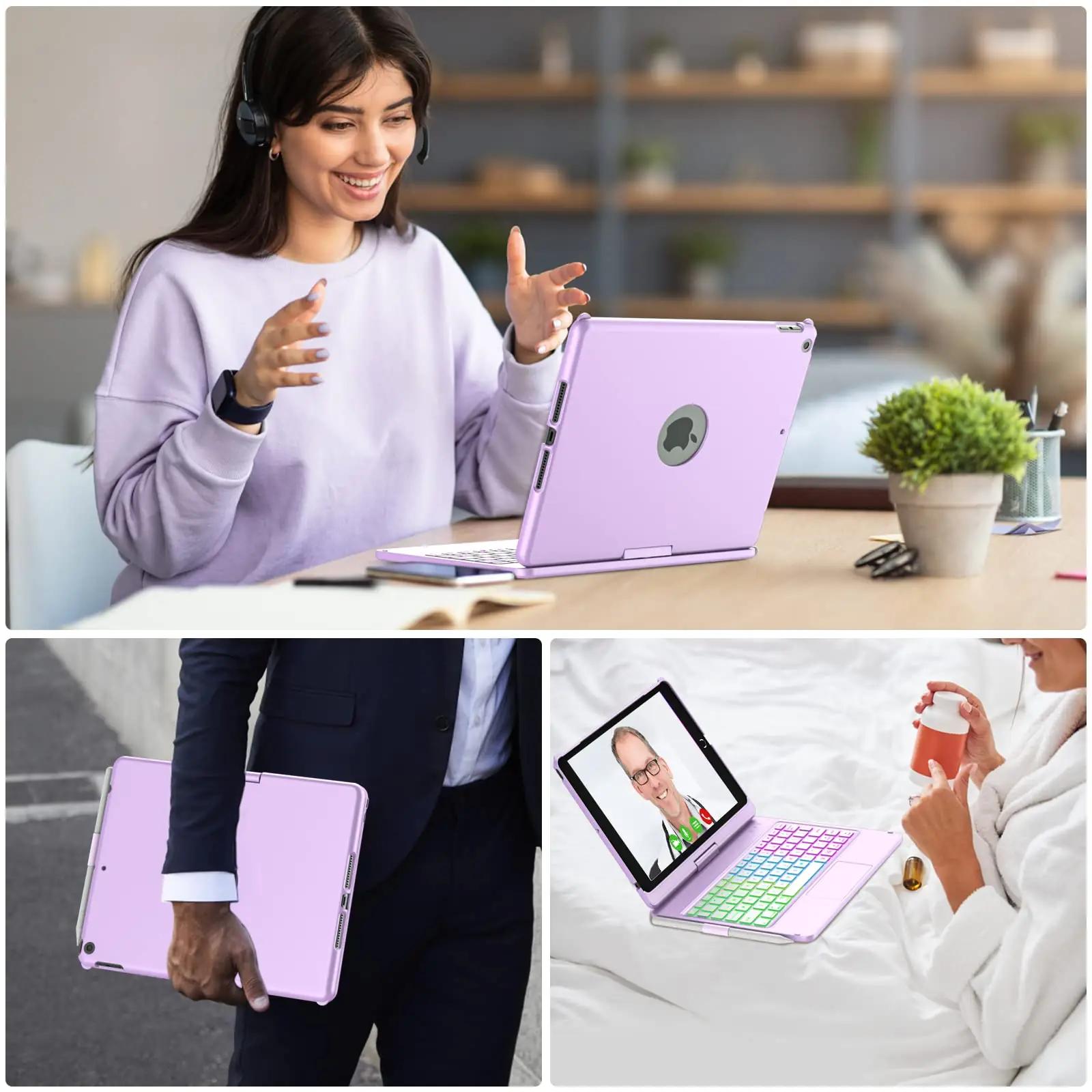 aMZCaSE purpurne kõvakaanega Bluetooth-klaviatuur iPadile 10,2″ – pilt 7