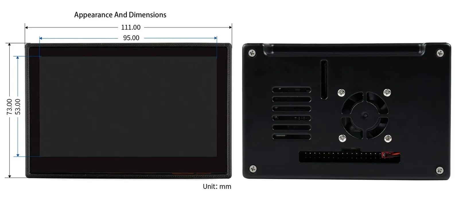 Waveshare 4.3″ DSI LCD koos korpusega — kompaktne puutetundlik – pilt 9