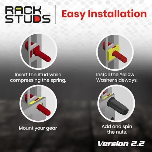 Rackstuds punased rack-kruvid Grivory-materjalist, komplekt – kasutusnäide