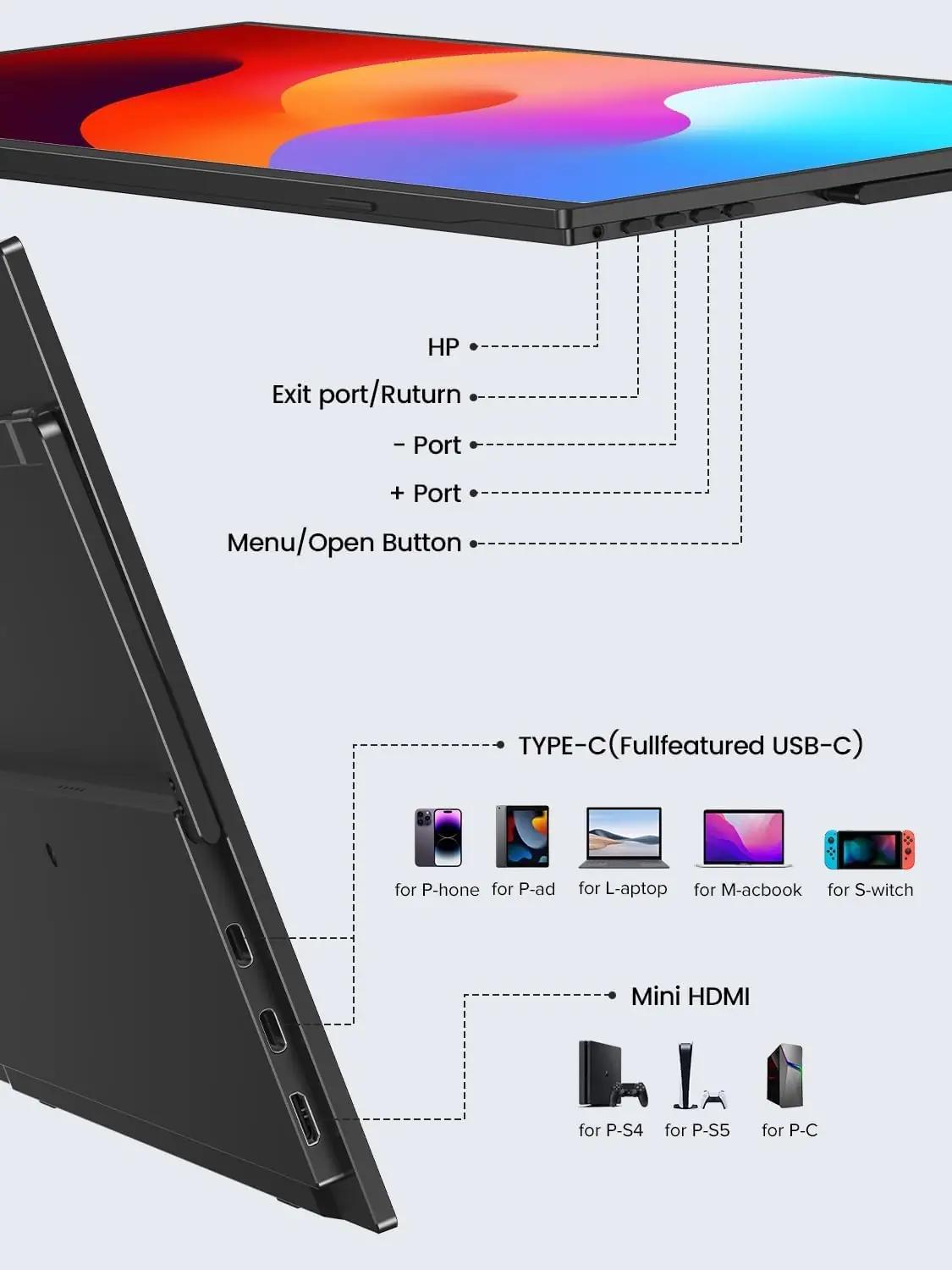 UPERFECT kaasaskantav 15,6″ Full HD monitor töö- ja mänguks – pilt 8