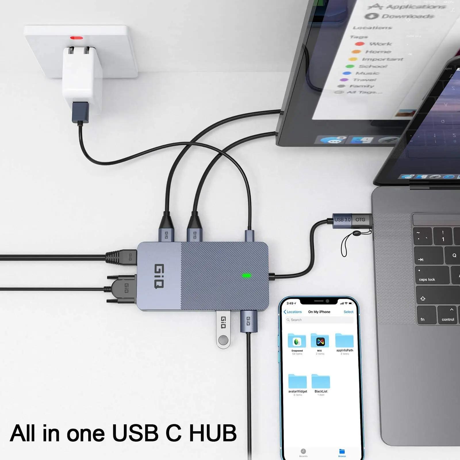 Giq USB-C jaalduv alumiiniumist dokk – mitmeekraaniline ühendus – kasutusnäide