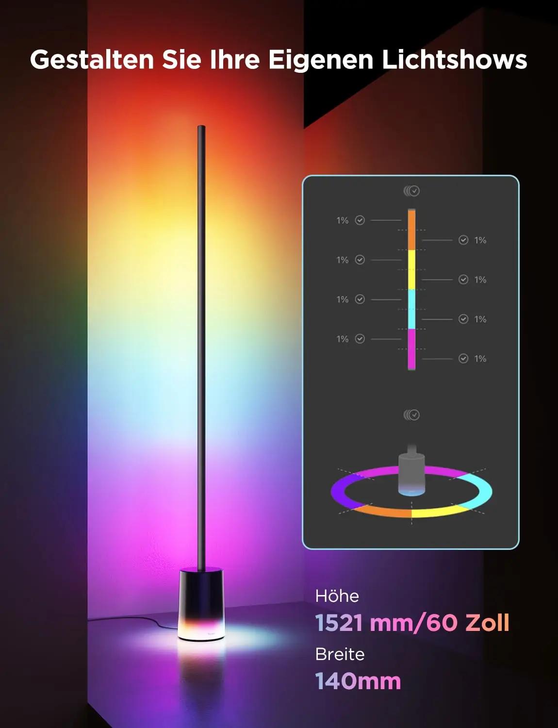 Govee modernne LED-lamp 152 cm dimmitav ja RGBIC värvid – kasutusnäide