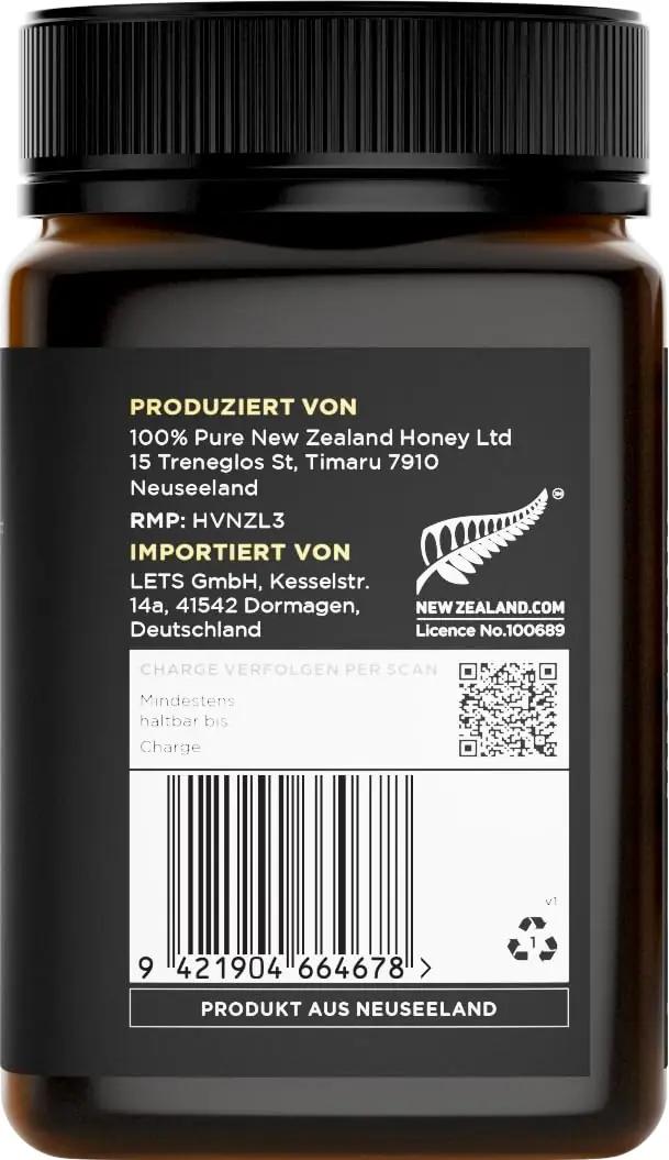 Watson & Son Manuka mesi 500 g – kõrge MGO ja naturaalsus – pakend ja tarvikud