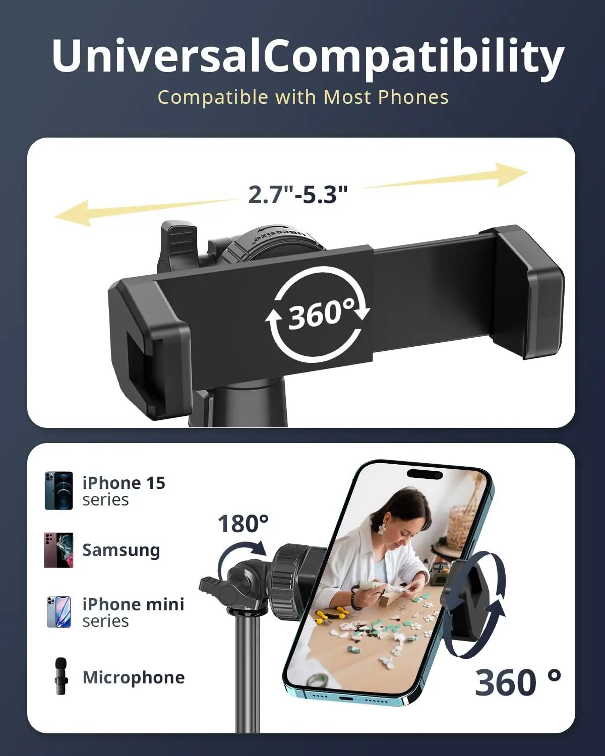 UBeesize LED-rõngas statiiviga – stabilne video- ja selfie-valgus – pilt 6